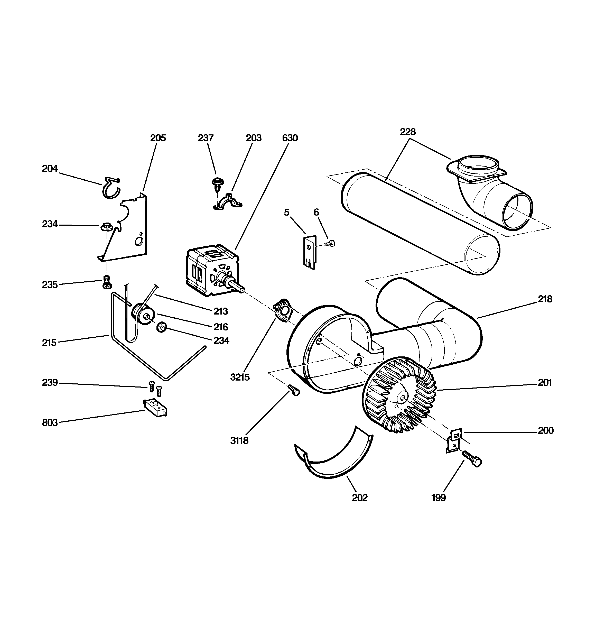GE DSKS433EB1WW motor & blower diagram