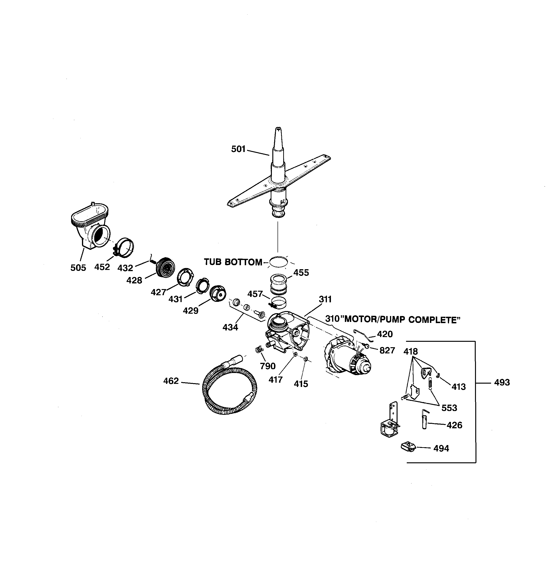 Hotpoint HDA1000Z04WH motor-pump mechanism diagram