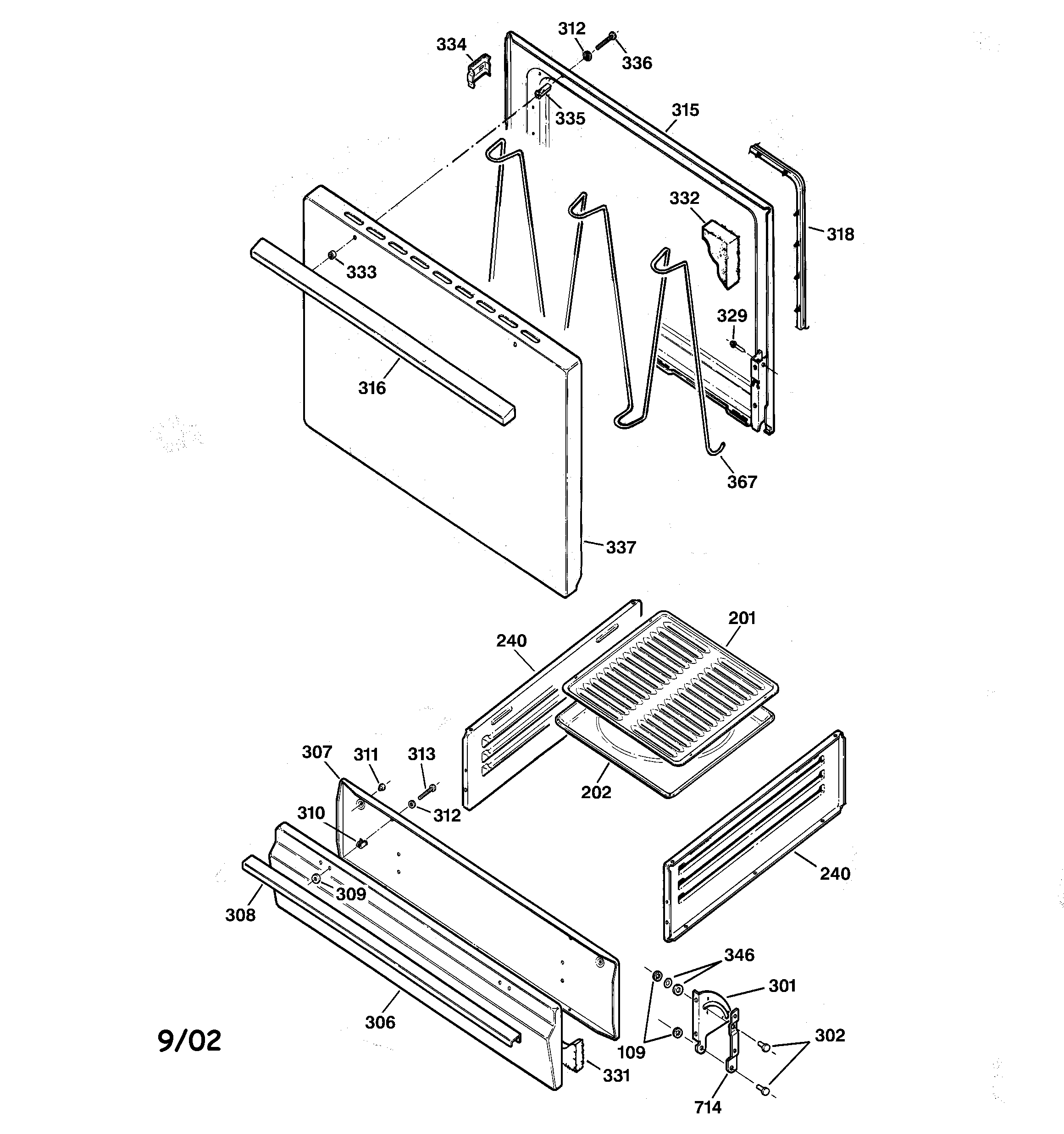 Hotpoint RGB508PEA2CT door & drawer parts diagram