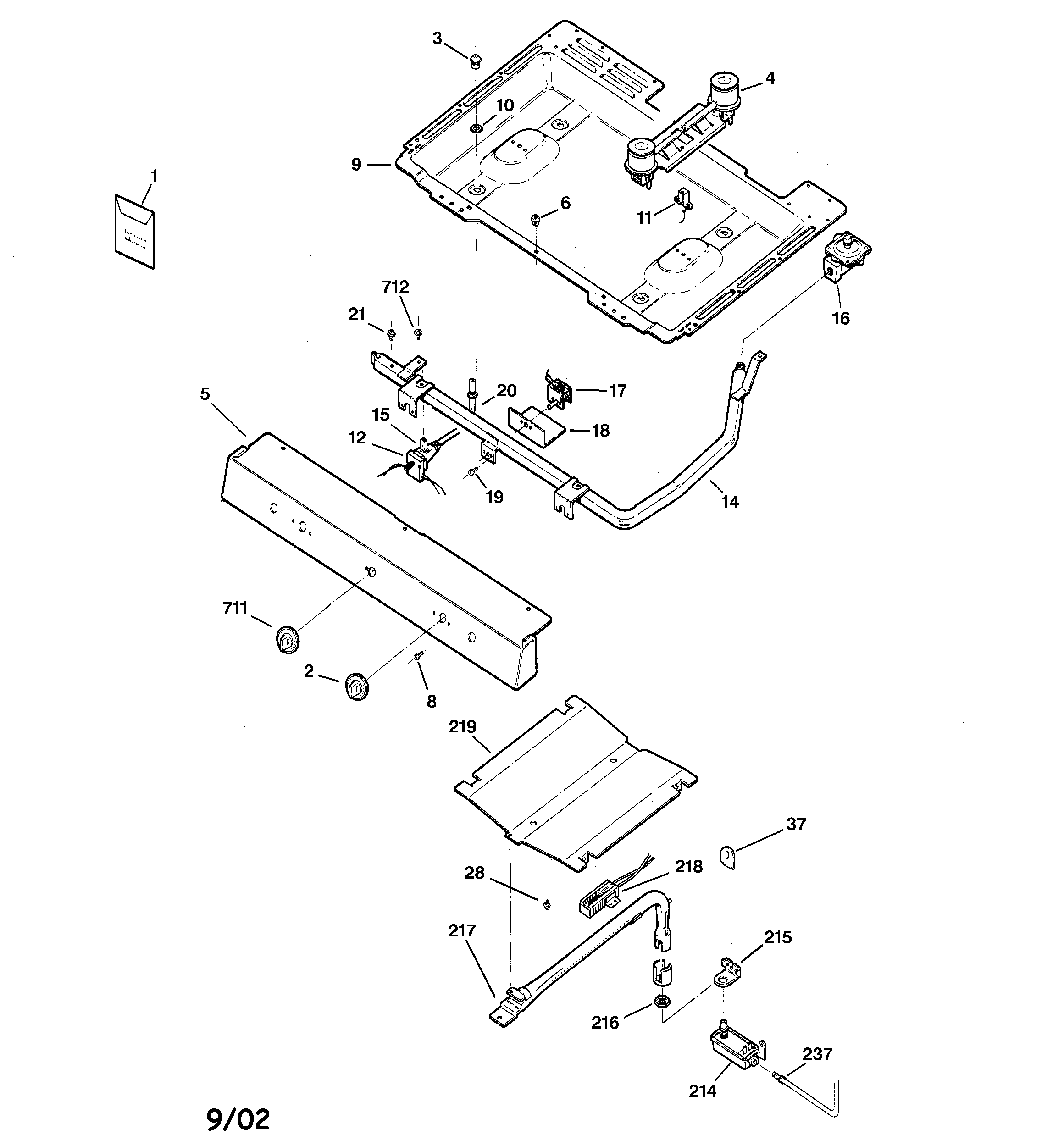Hotpoint RGB524PEA2CT gas & burner parts diagram