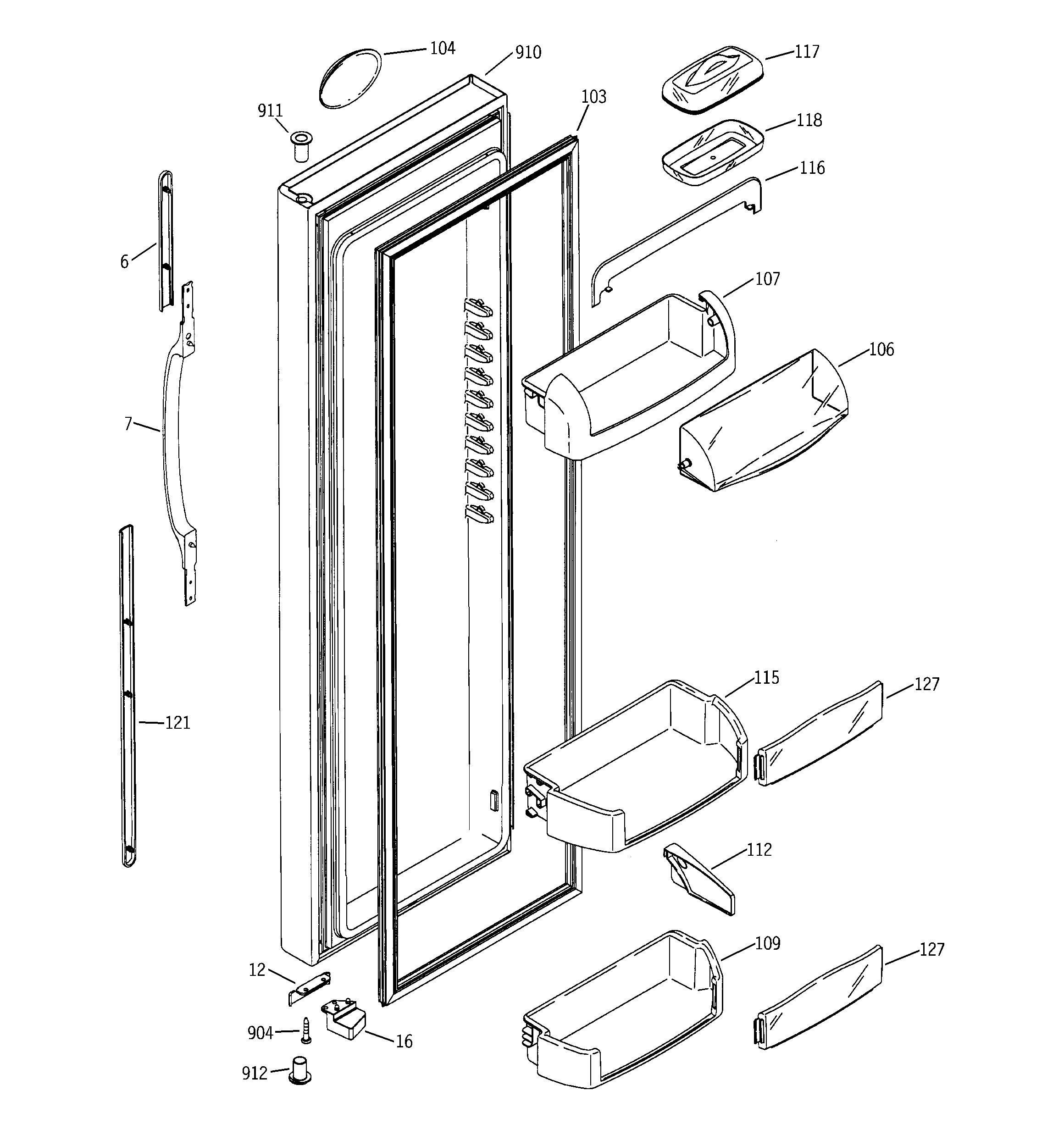 Hotpoint HSK29MGMFCCC fresh food door diagram