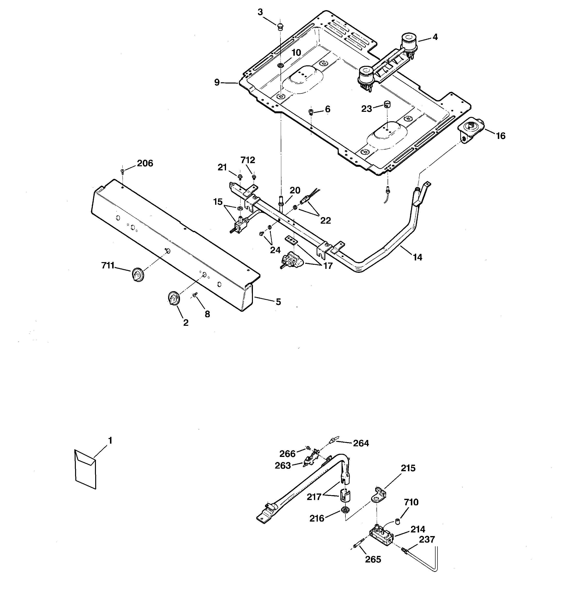 GE LGB116BPA5WH gas & burner parts diagram