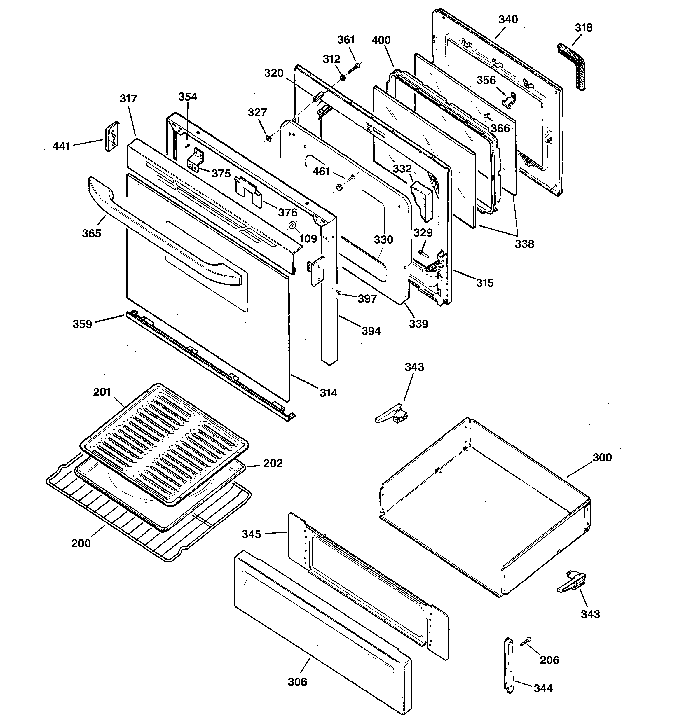 Kenmore 36275949101 door & drawer parts diagram