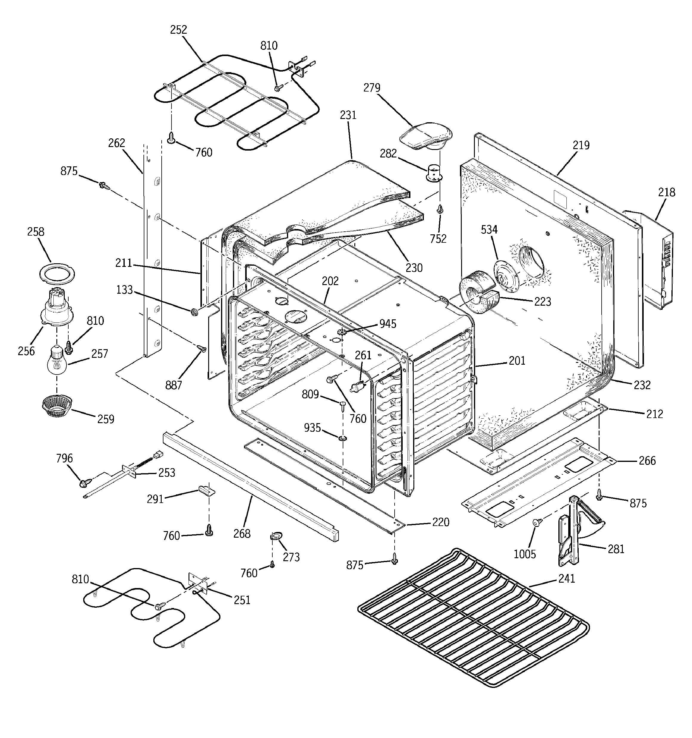 GE JTP45CD1CC lower body diagram
