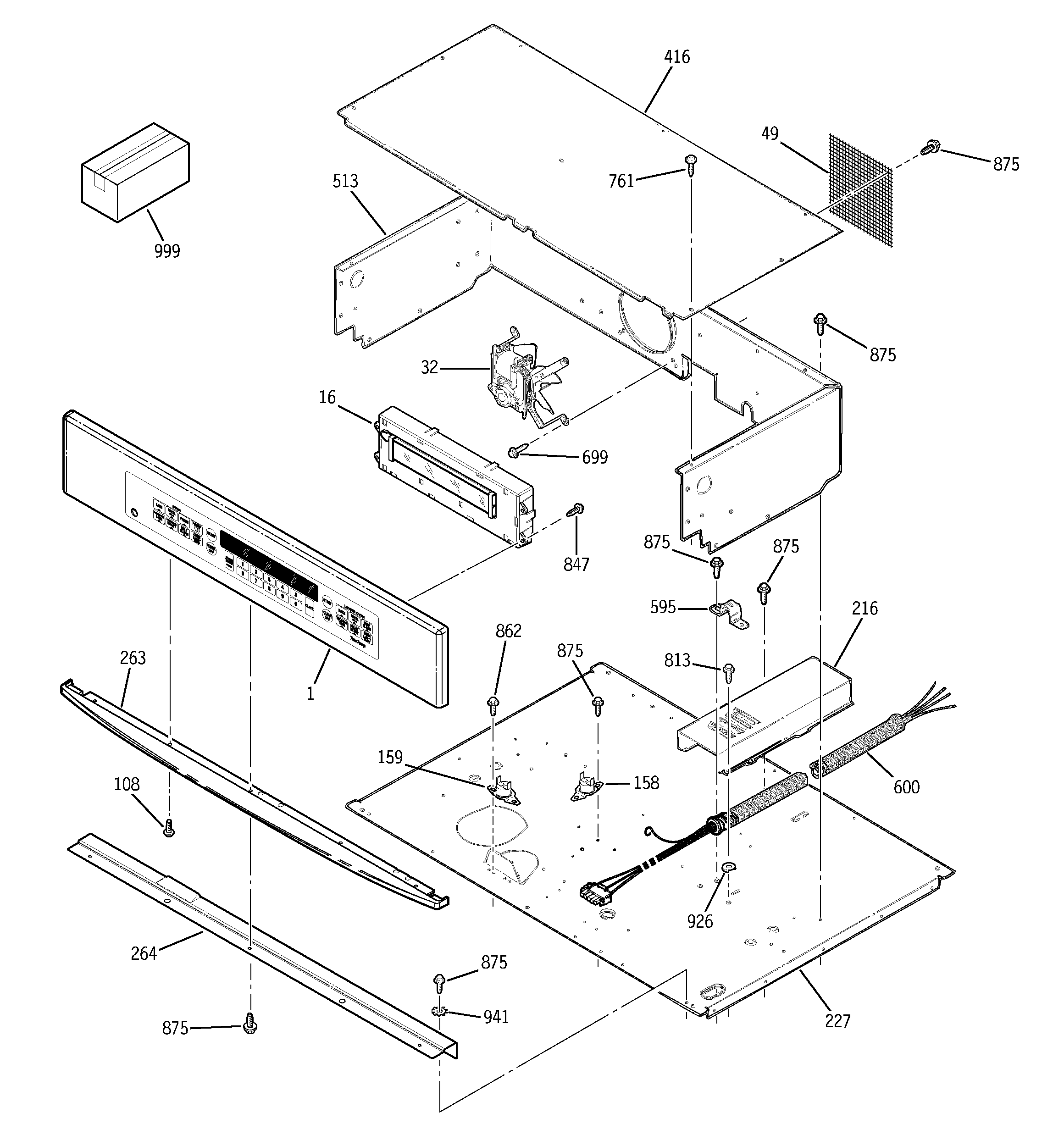 GE JTP45SD1SS control panel & cooktop diagram