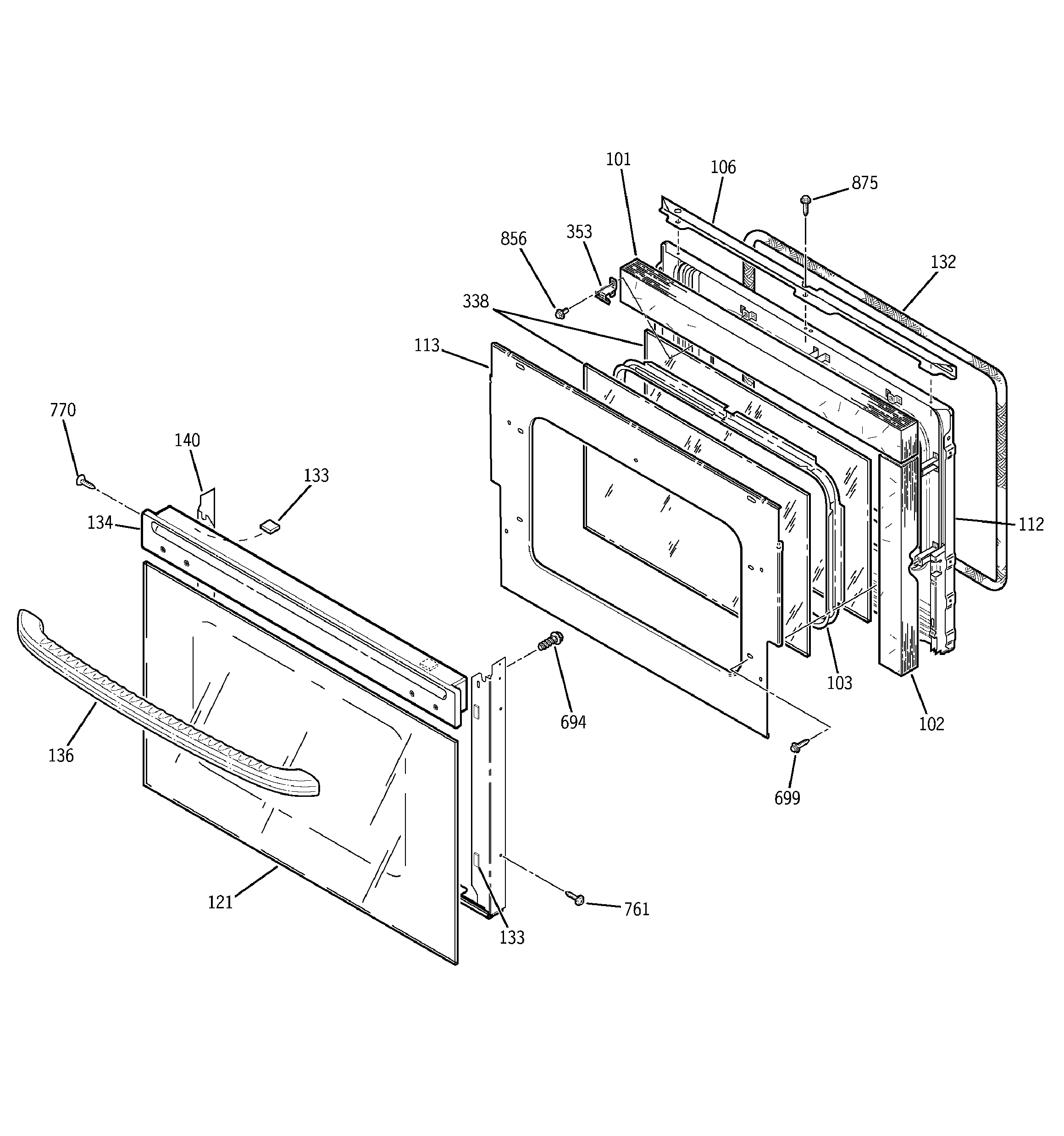 GE JTP15BD1BB door diagram