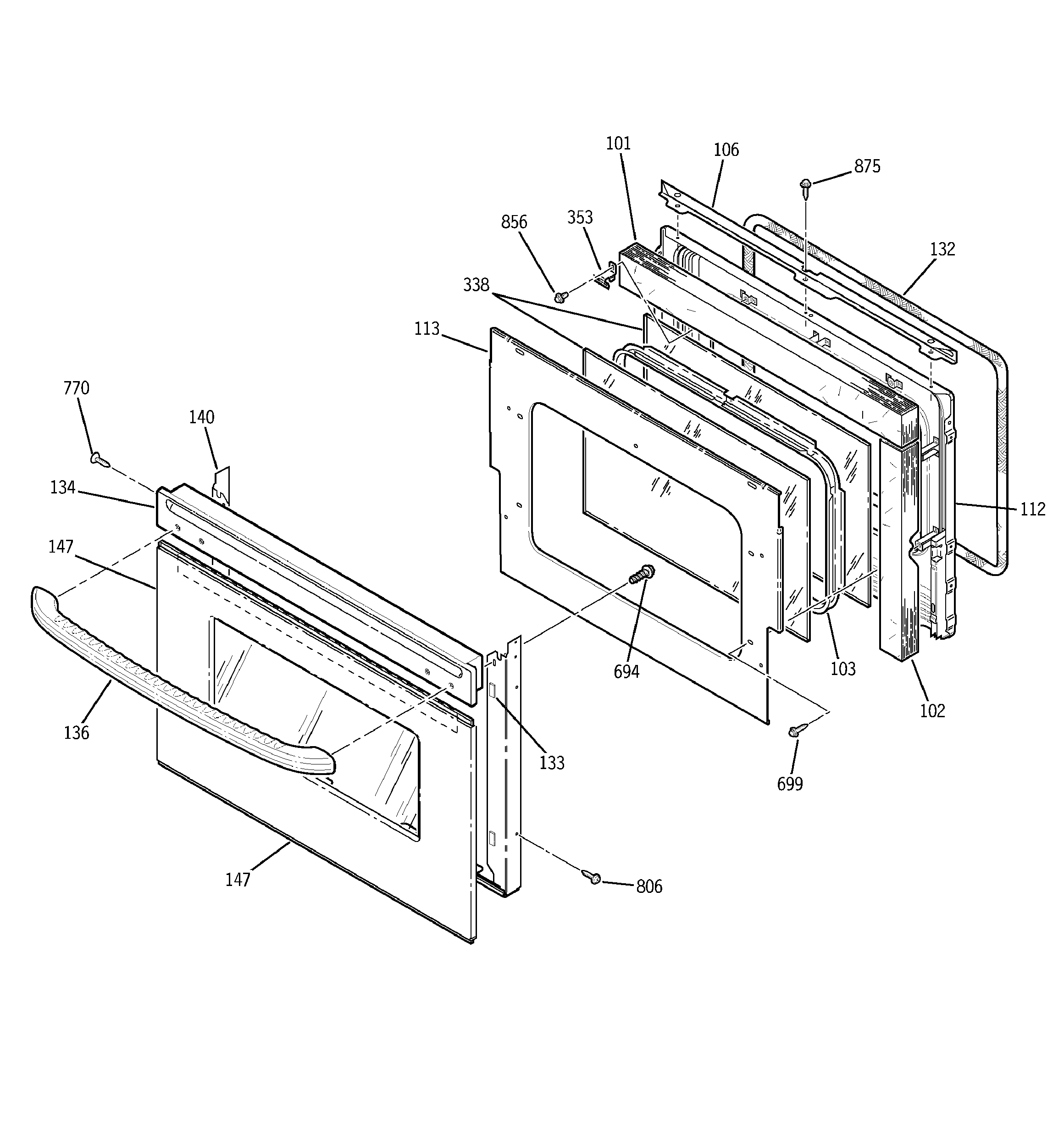 GE JTP15SD1SS door diagram