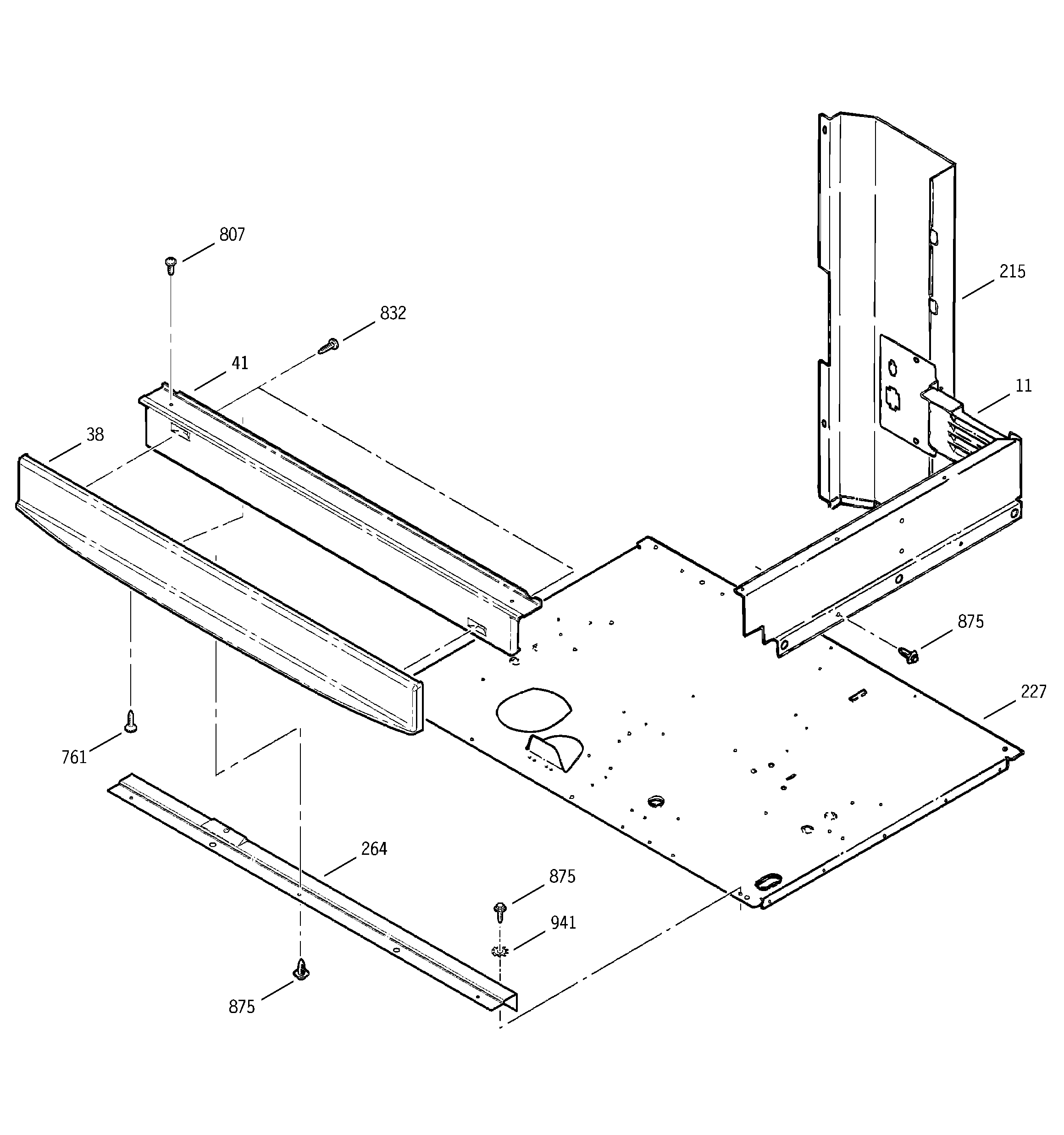 GE JTP27BD1BB center spacer diagram