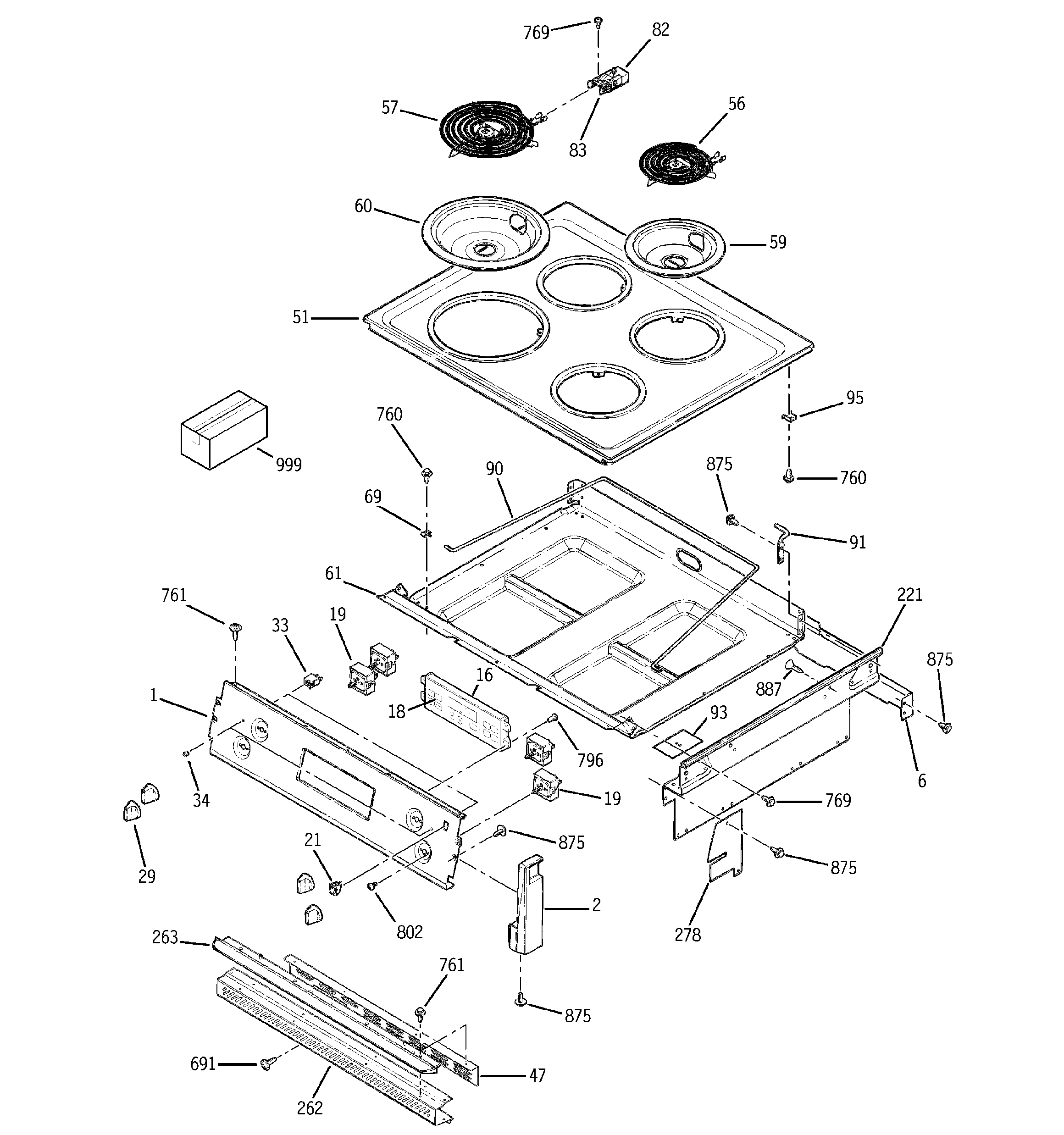 GE JMP28BC1WH control panel & cooktop diagram