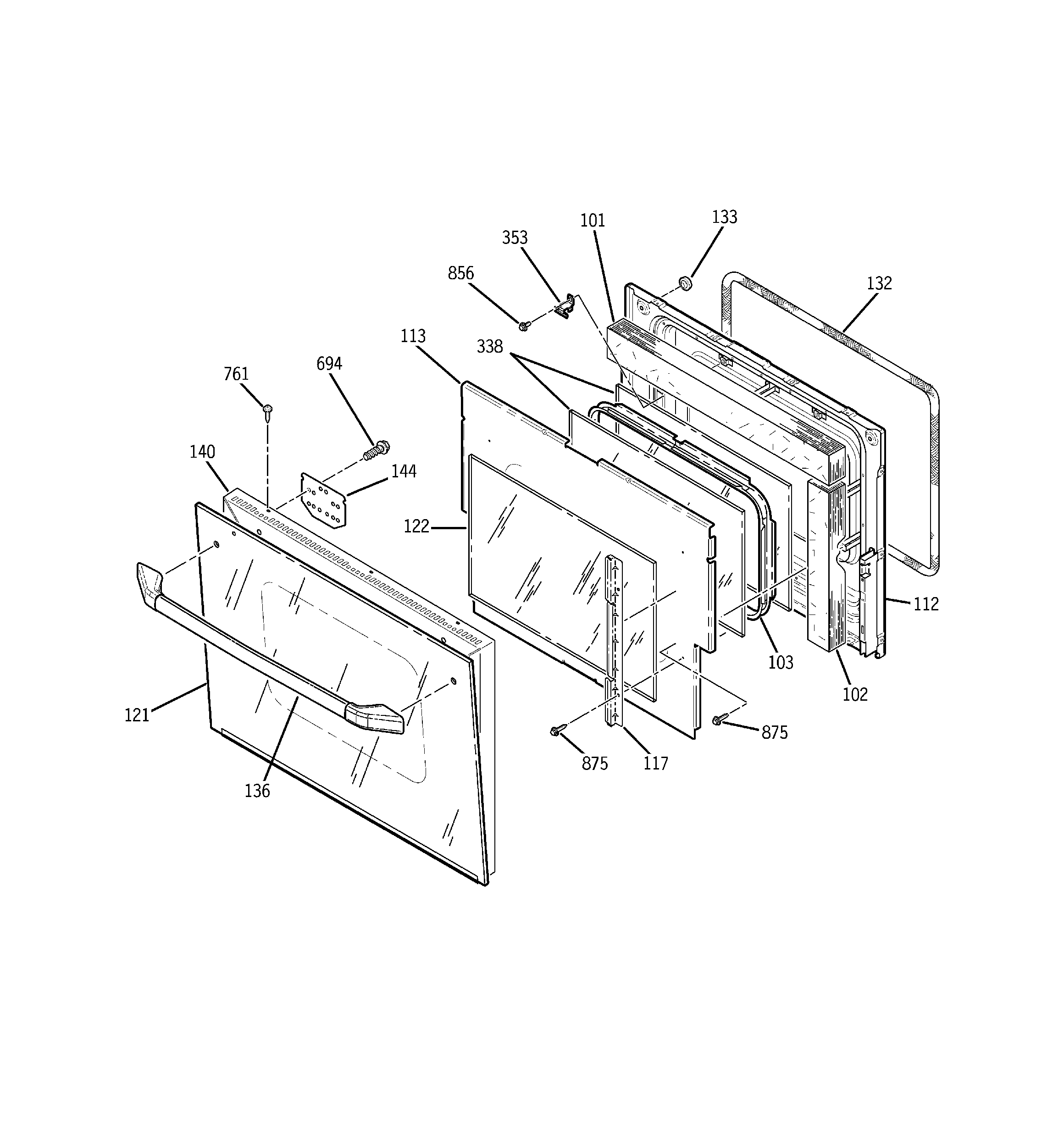 GE JMP28BC1WH door diagram