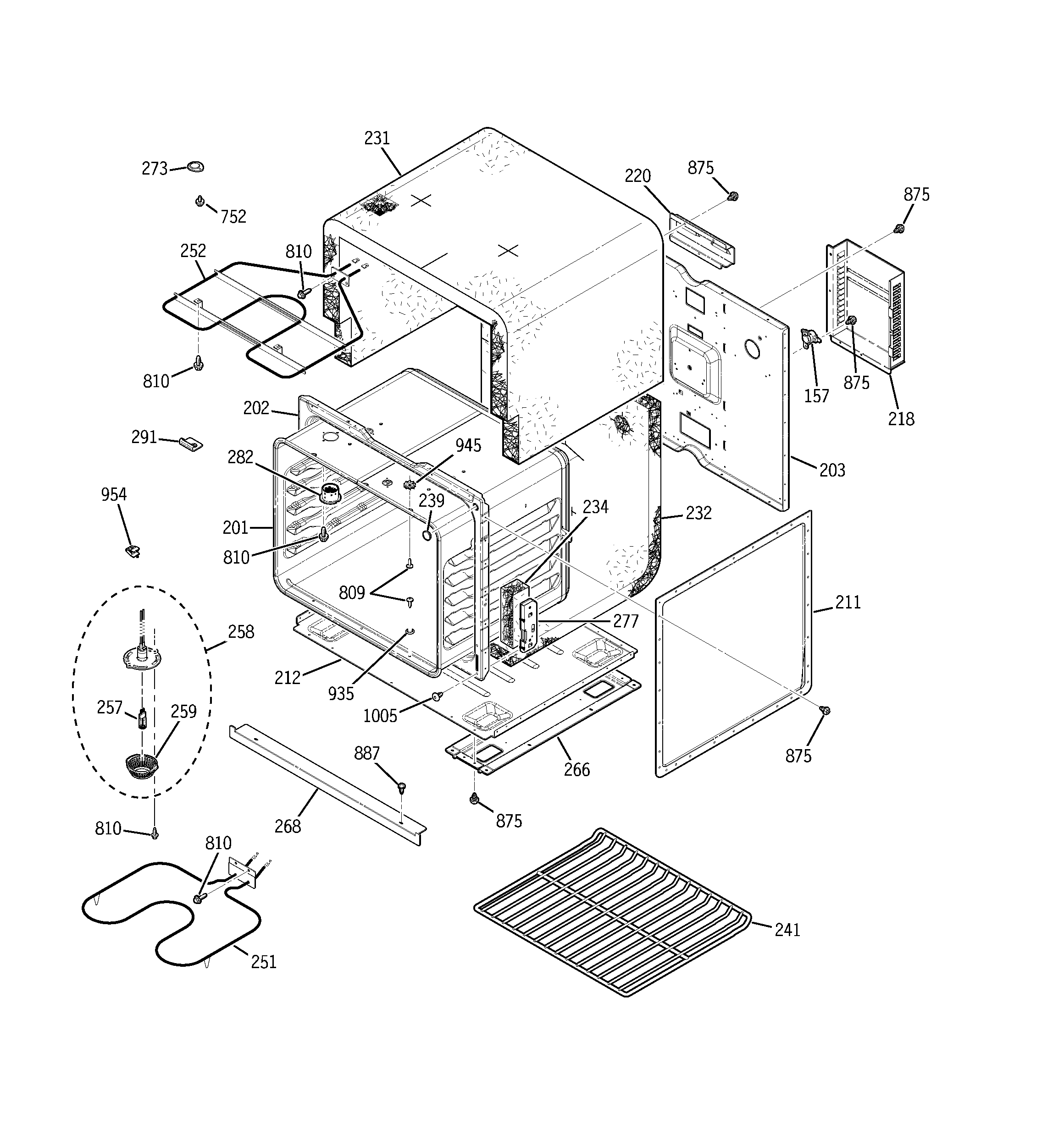GE JKP28BF1BB lower body diagram