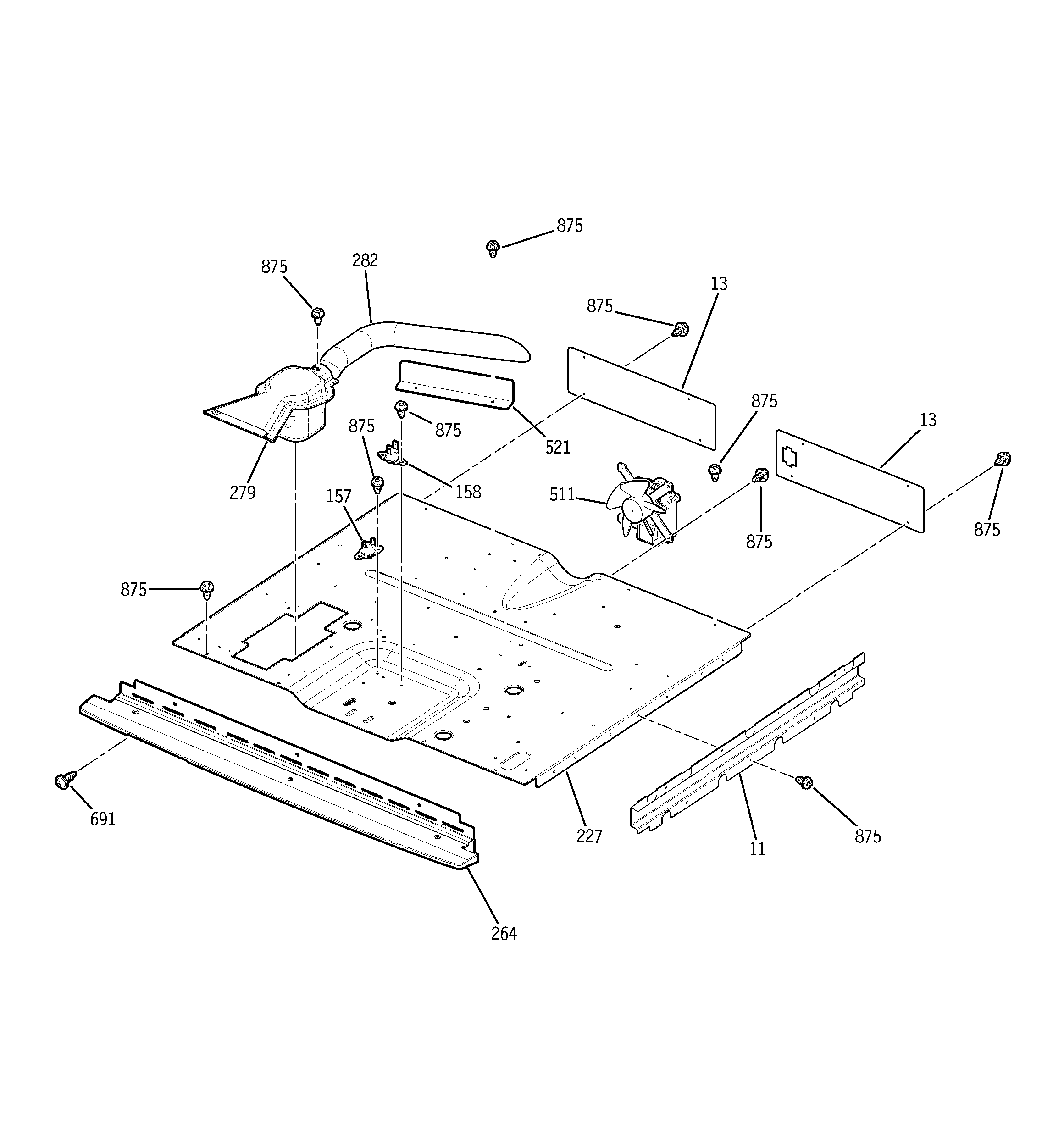 GE JKP48BF1BB center spacer diagram