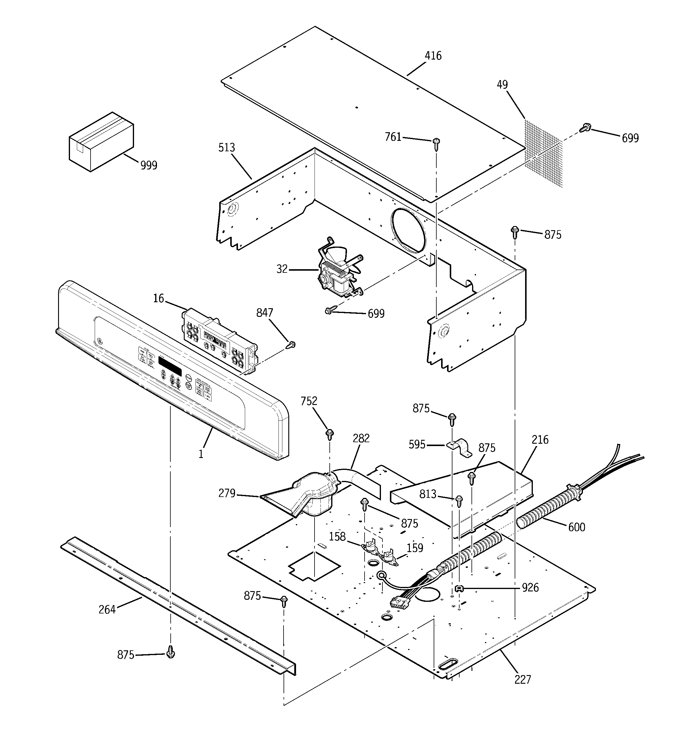 GE JTP20BF1BB control panel & cooktop diagram