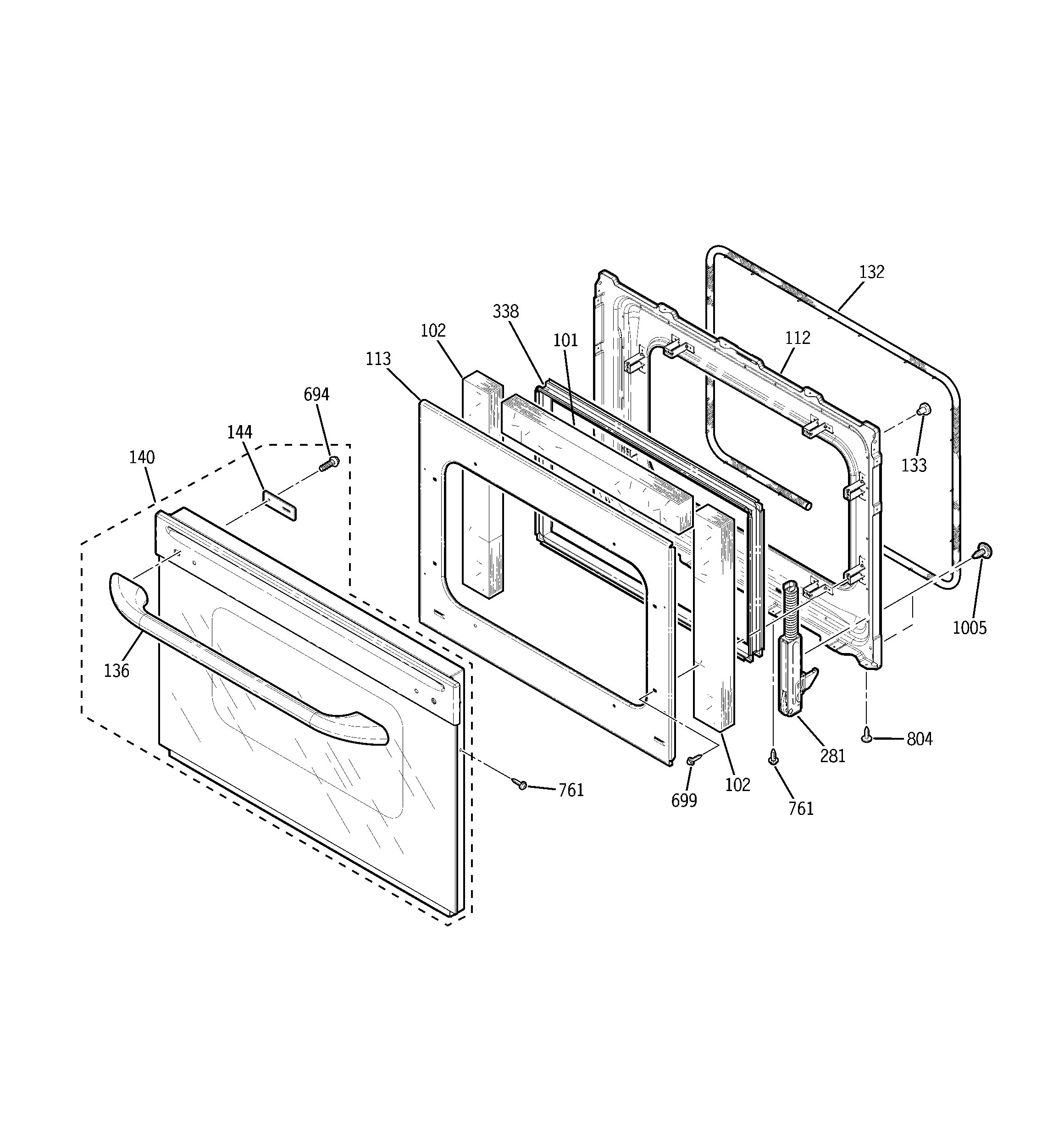 GE JTP20BF1BB door diagram