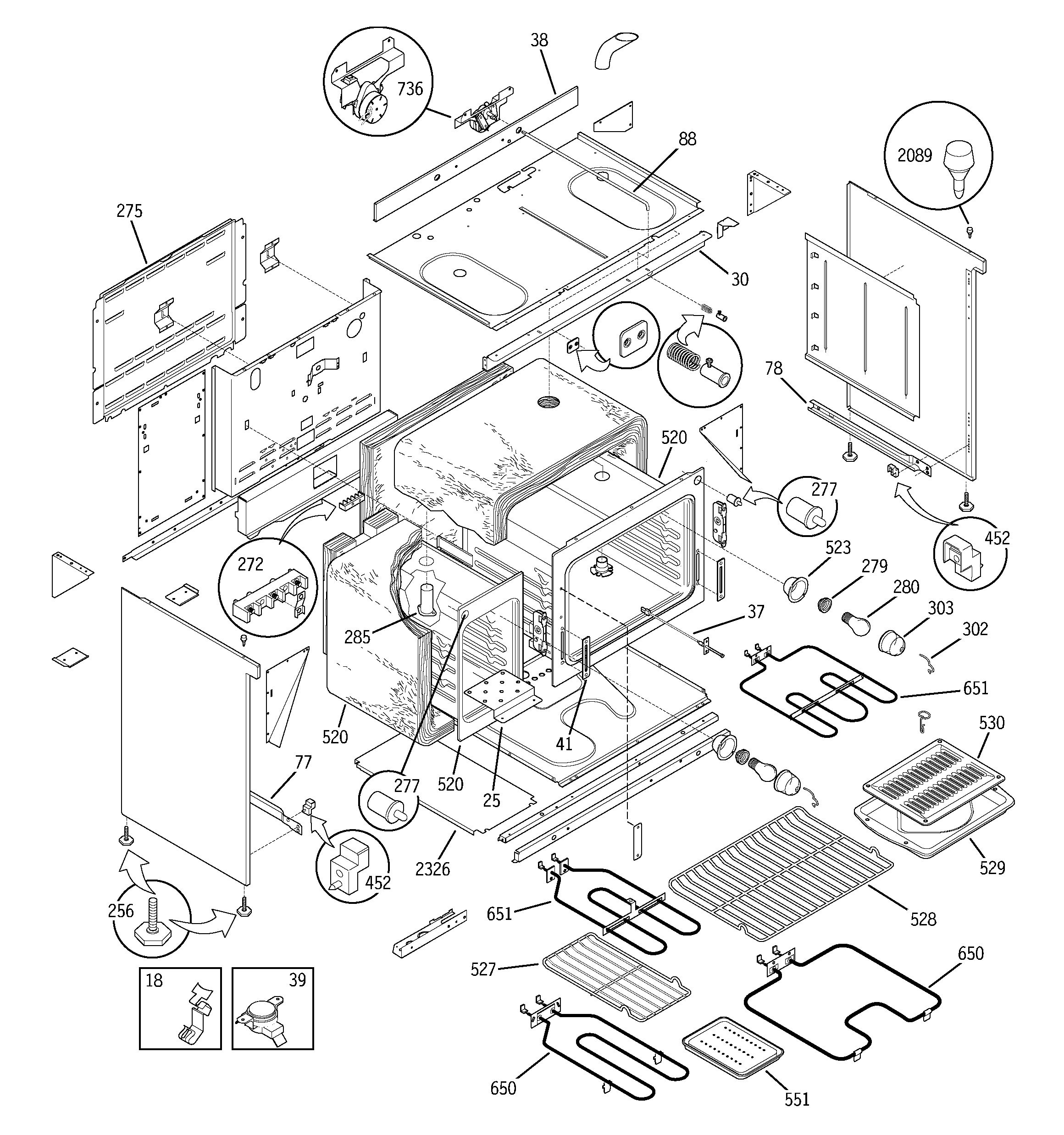 GE JCP67Y5WW body parts diagram