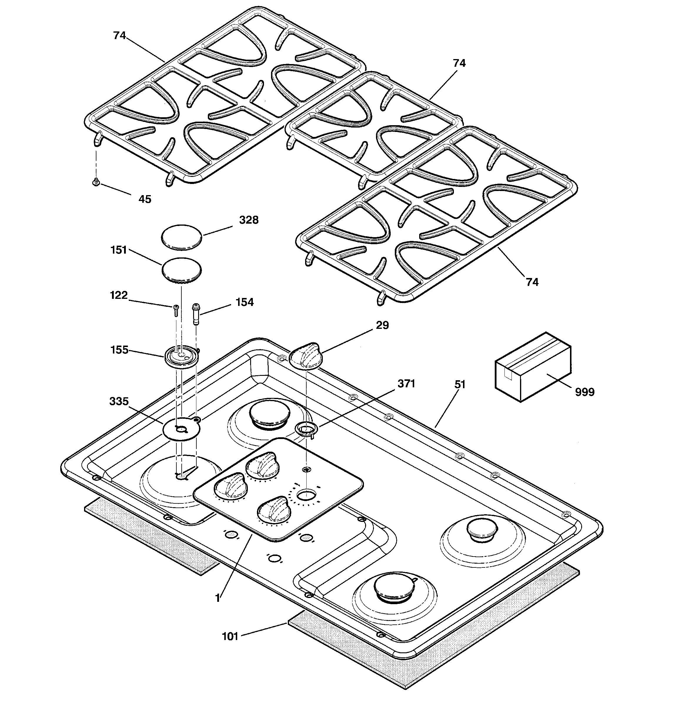 GE JGP628CEC1CC cooktop diagram