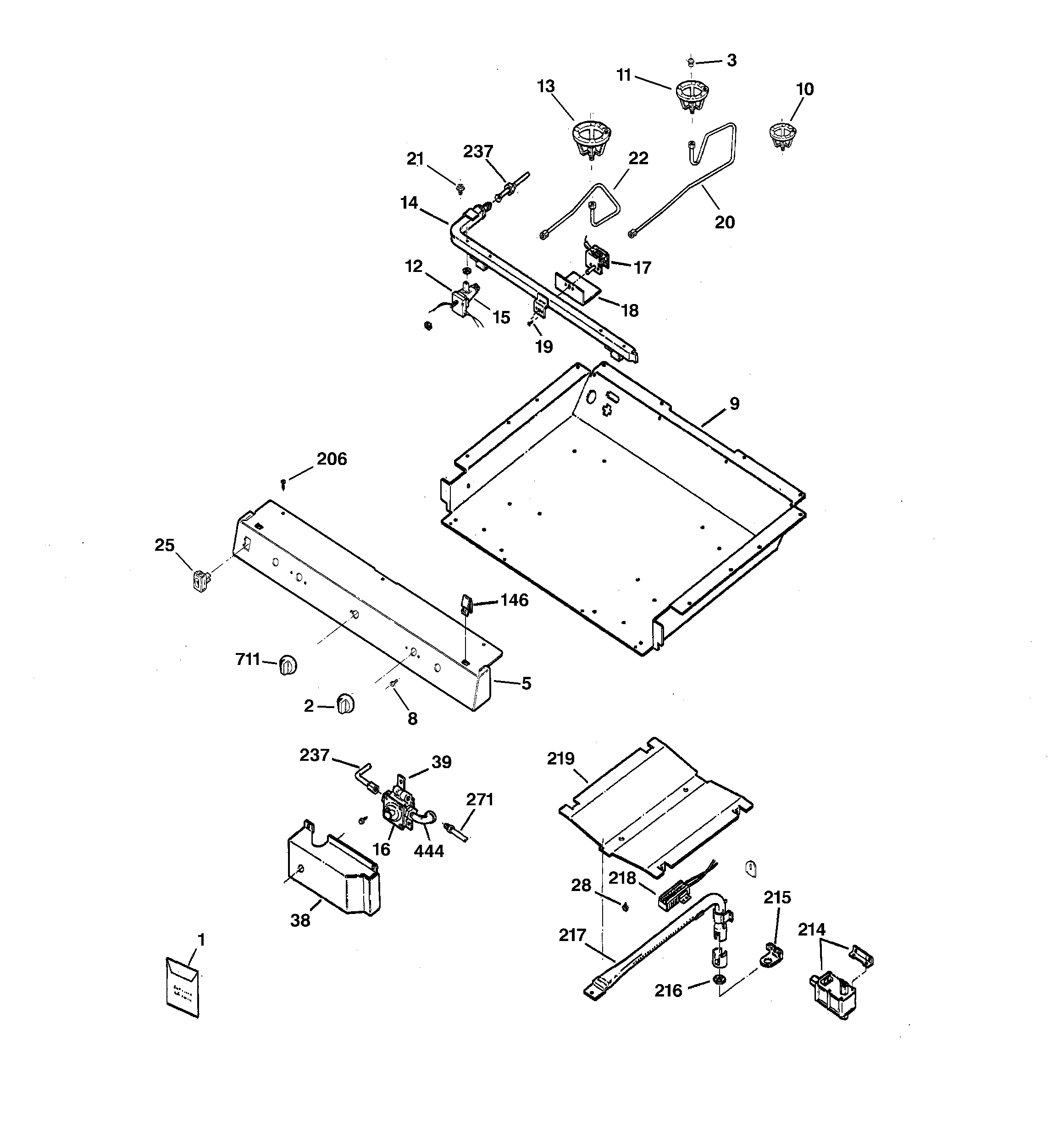 Kenmore 36272285891 gas & burner parts diagram