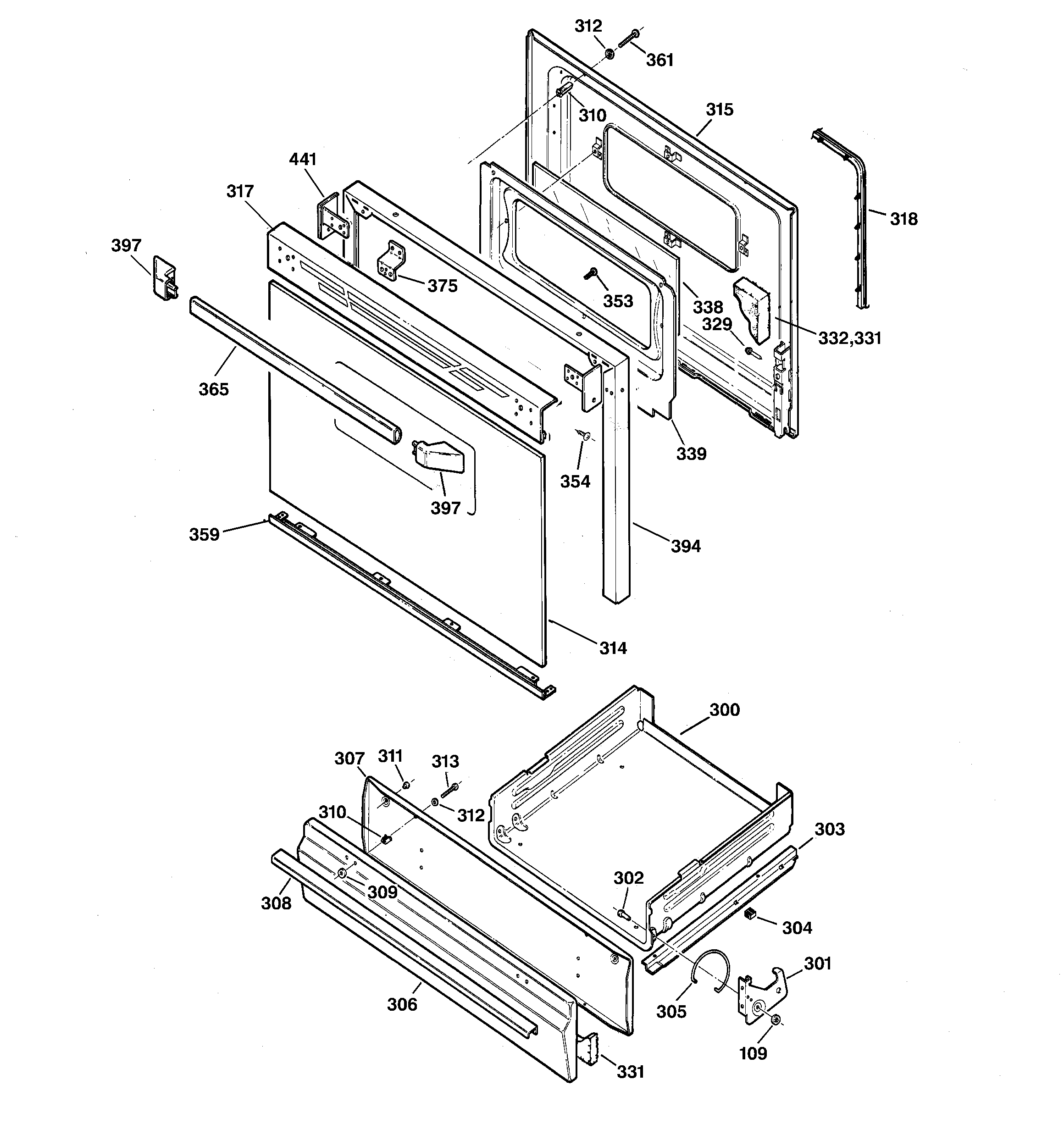 Kenmore 36272286890 door & drawer parts diagram