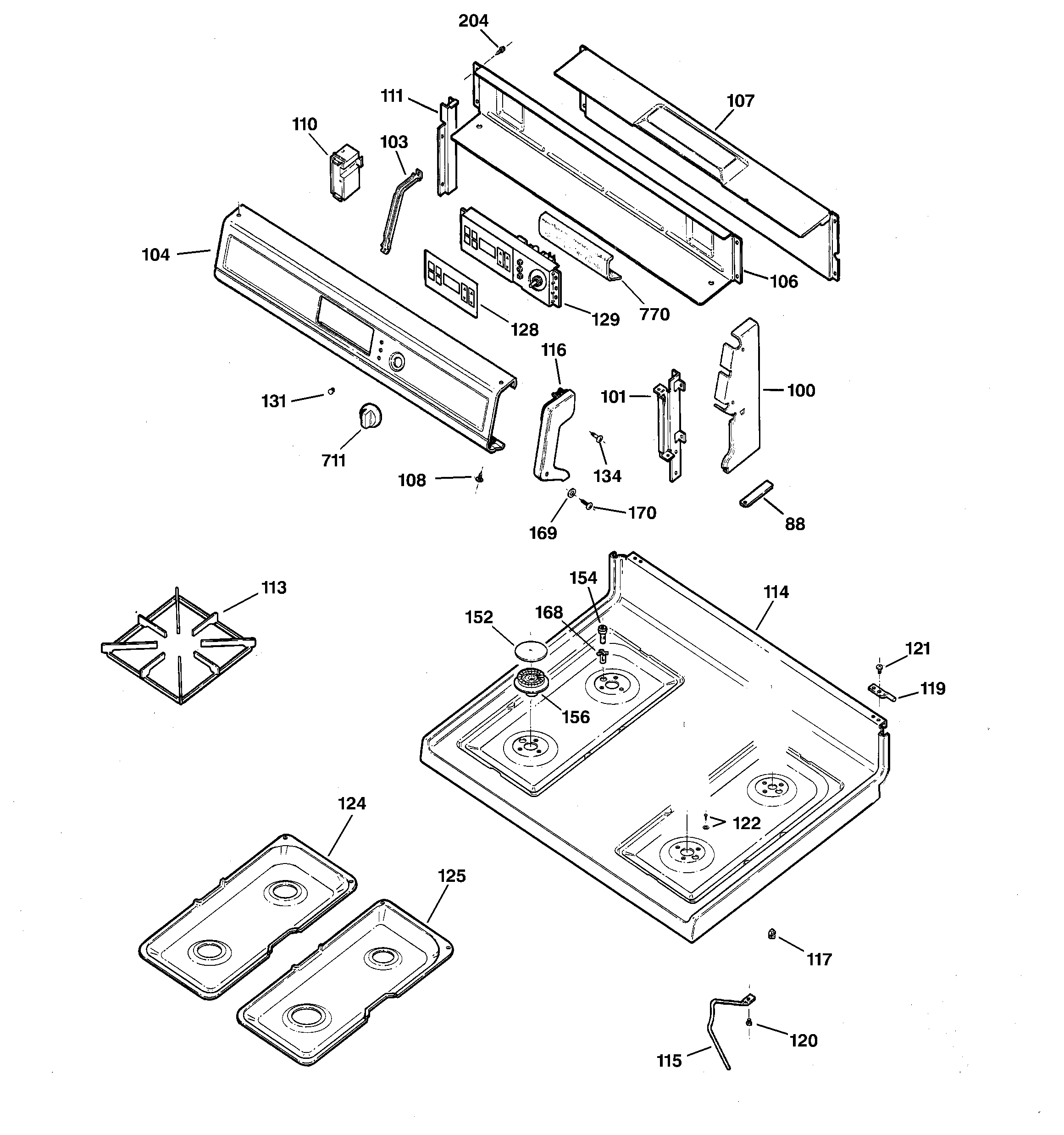 Kenmore 36275497000 control panel & cooktop diagram