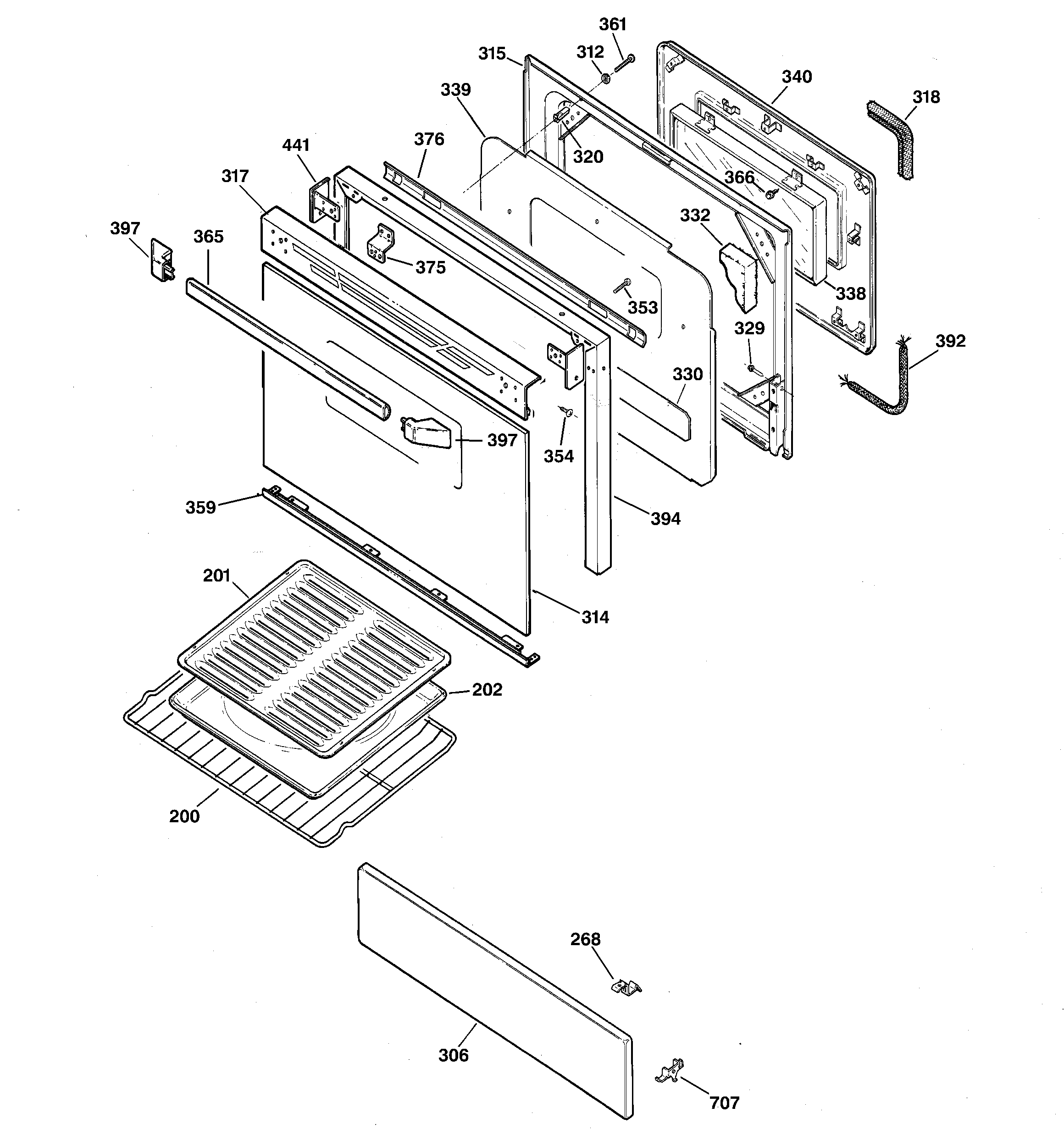 Kenmore 36275497000 door & drawer parts diagram
