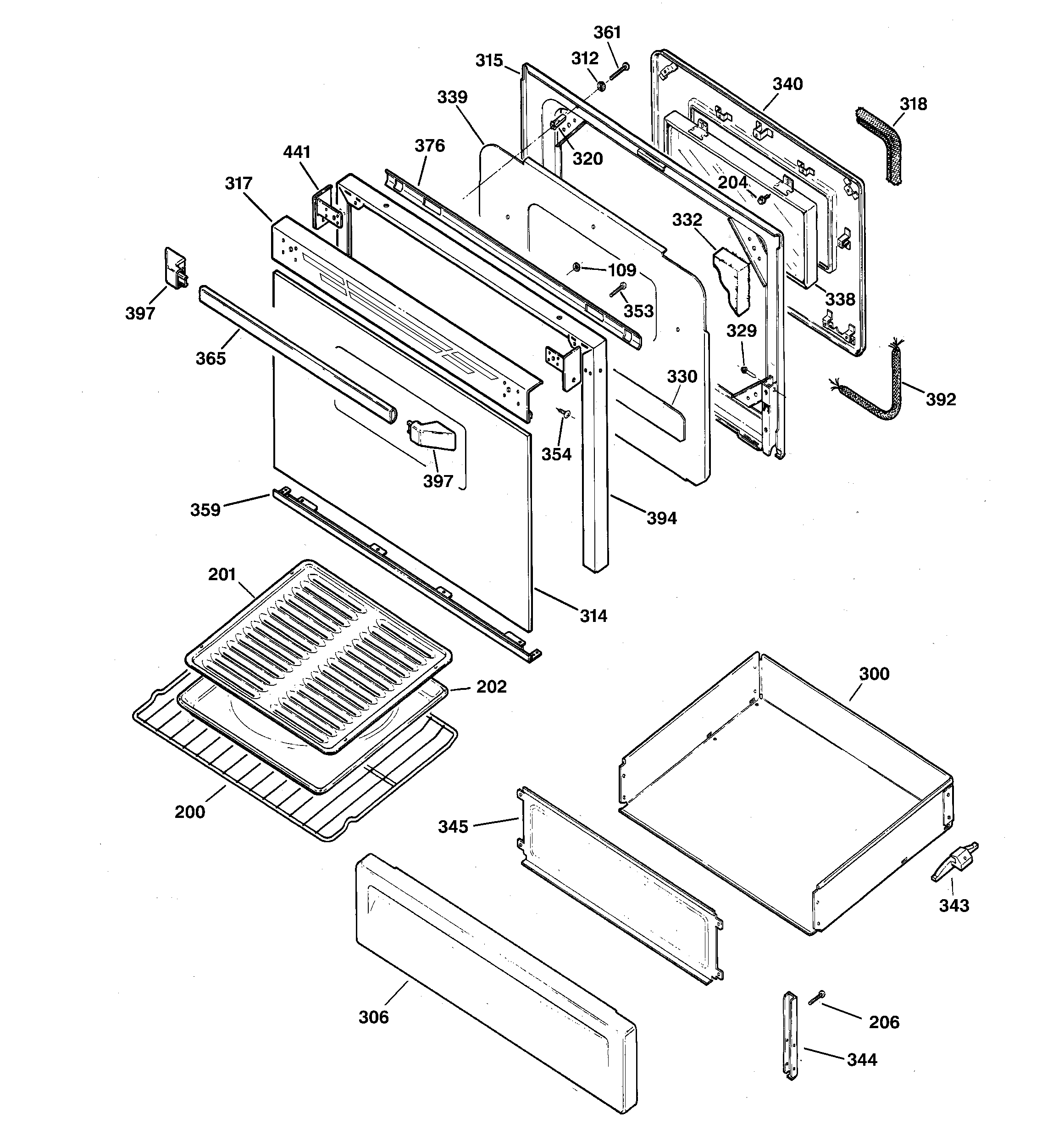 Kenmore 36275581891 door & drawer parts diagram
