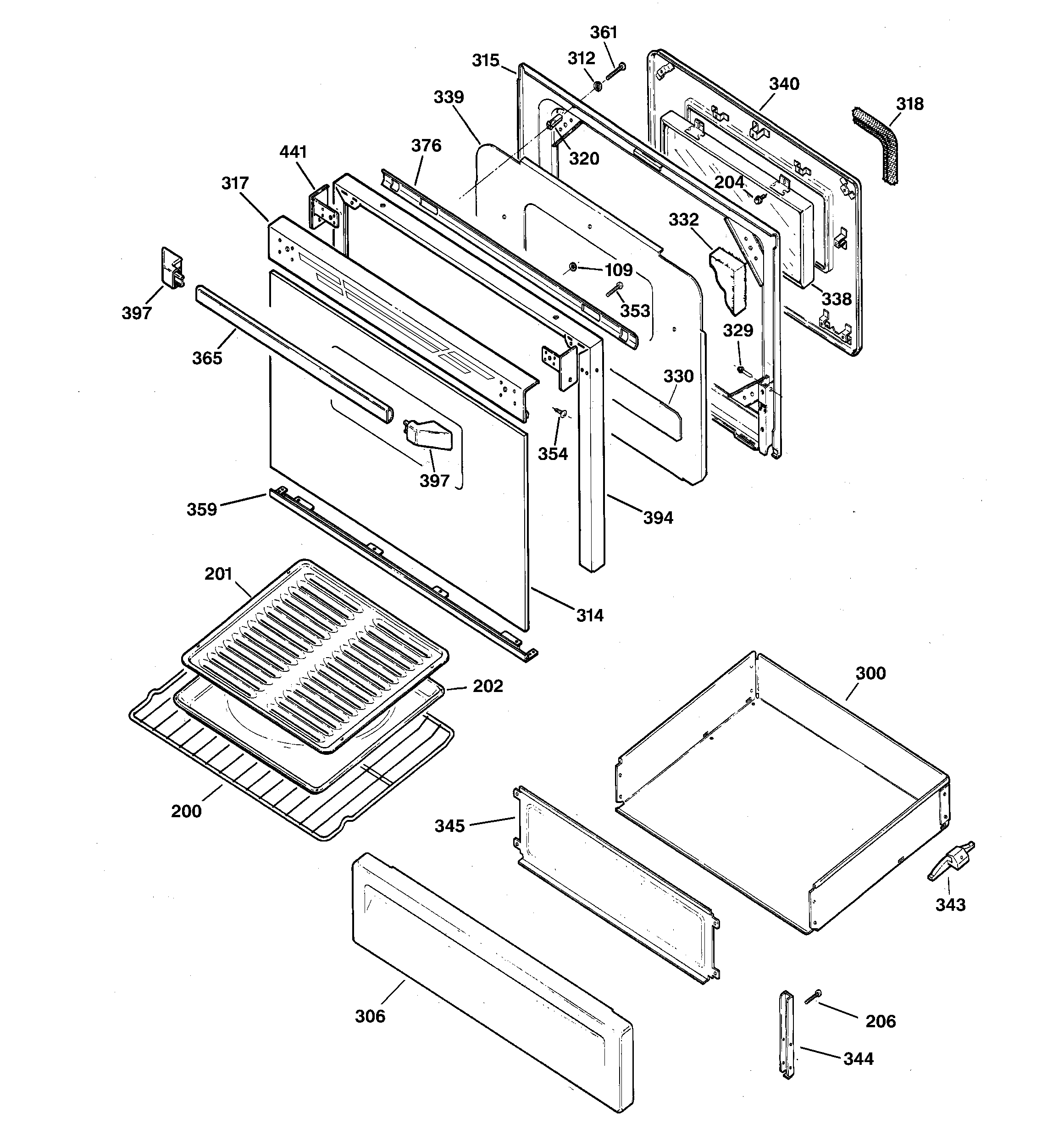 Kenmore 36275585892 door & drawer parts diagram