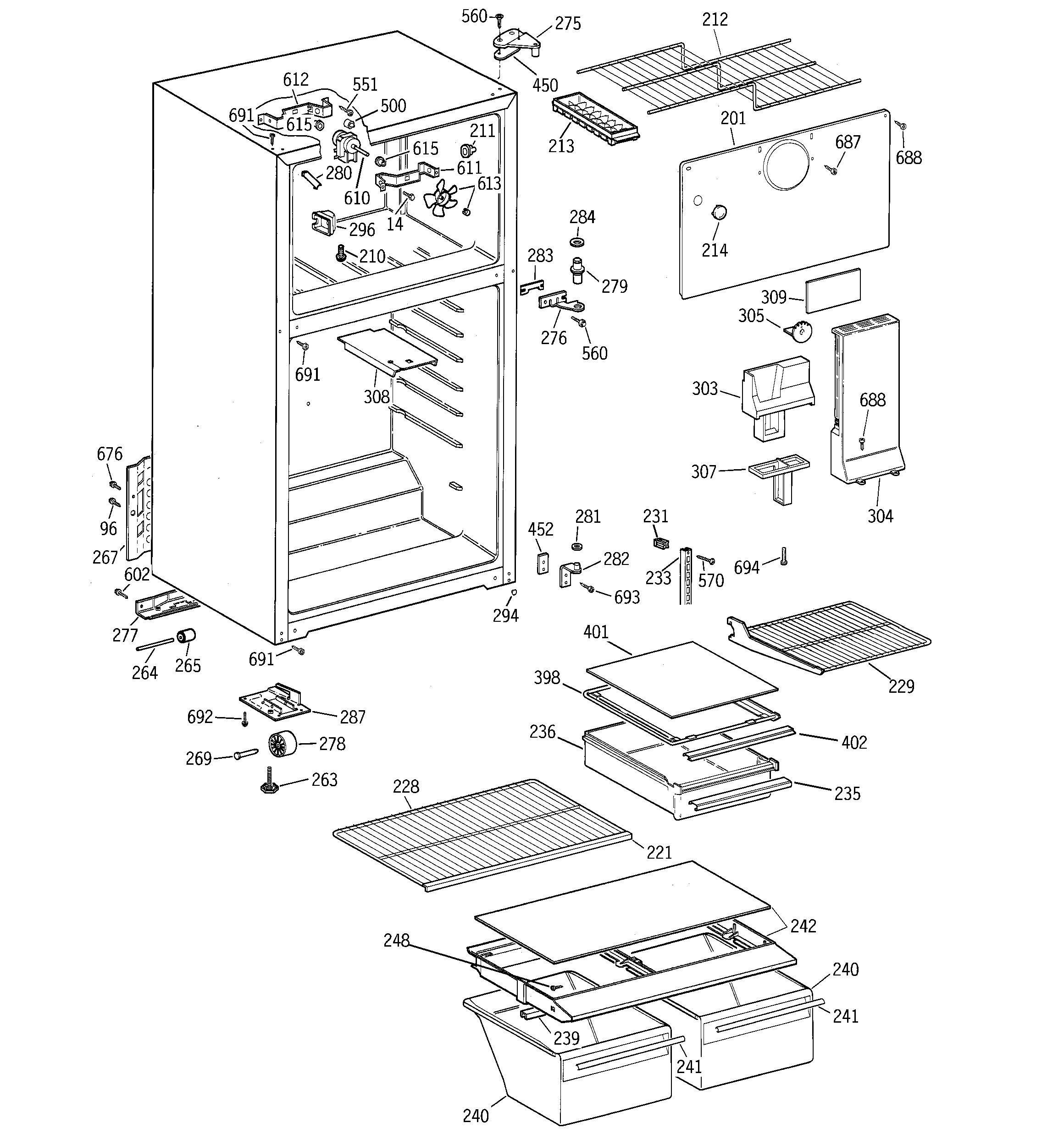 GE GTS18EBMFRCC cabinet diagram