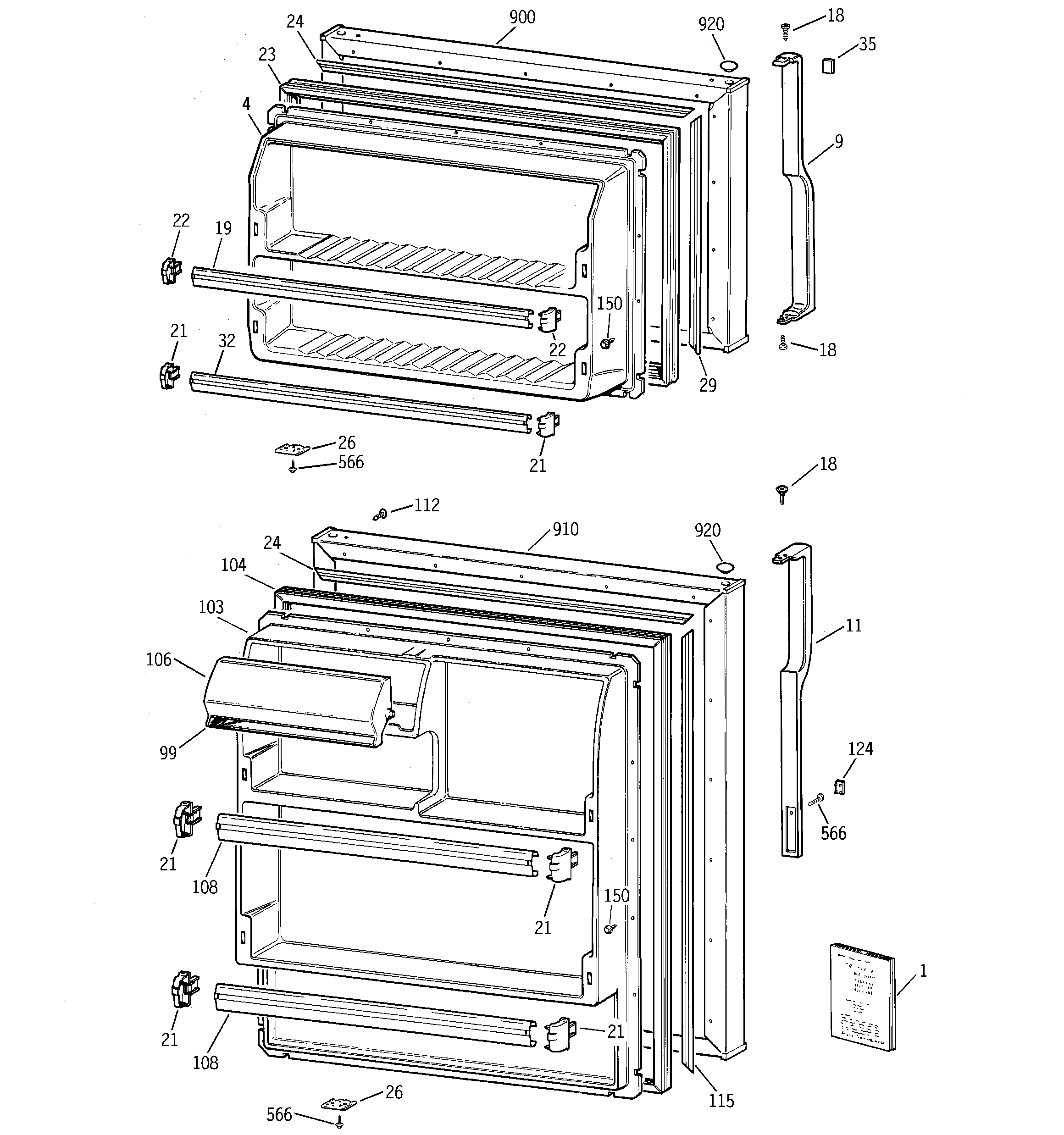 GE GTT18FBMFRCC doors diagram