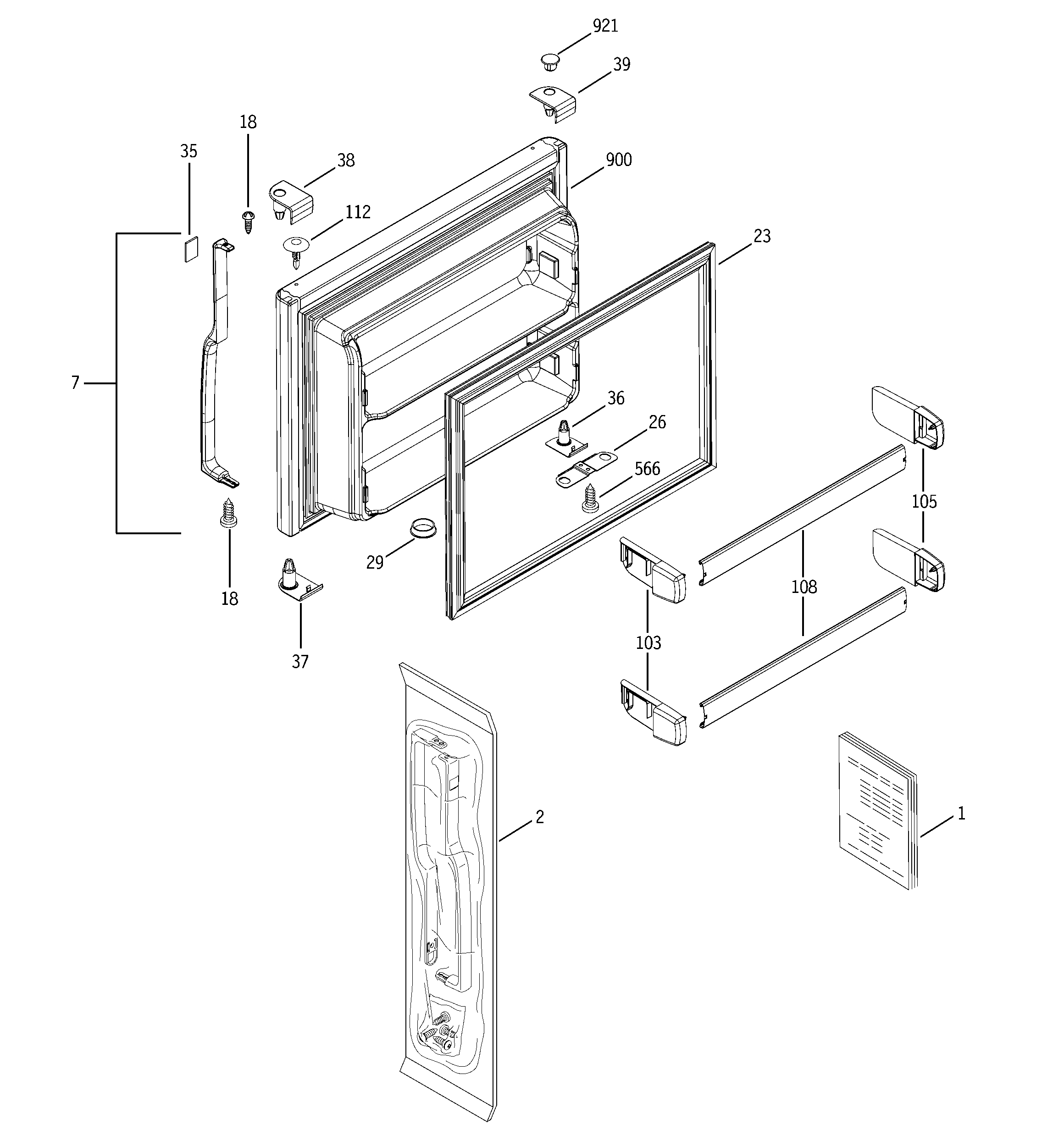 GE STS18ICMDRWW freezer door diagram
