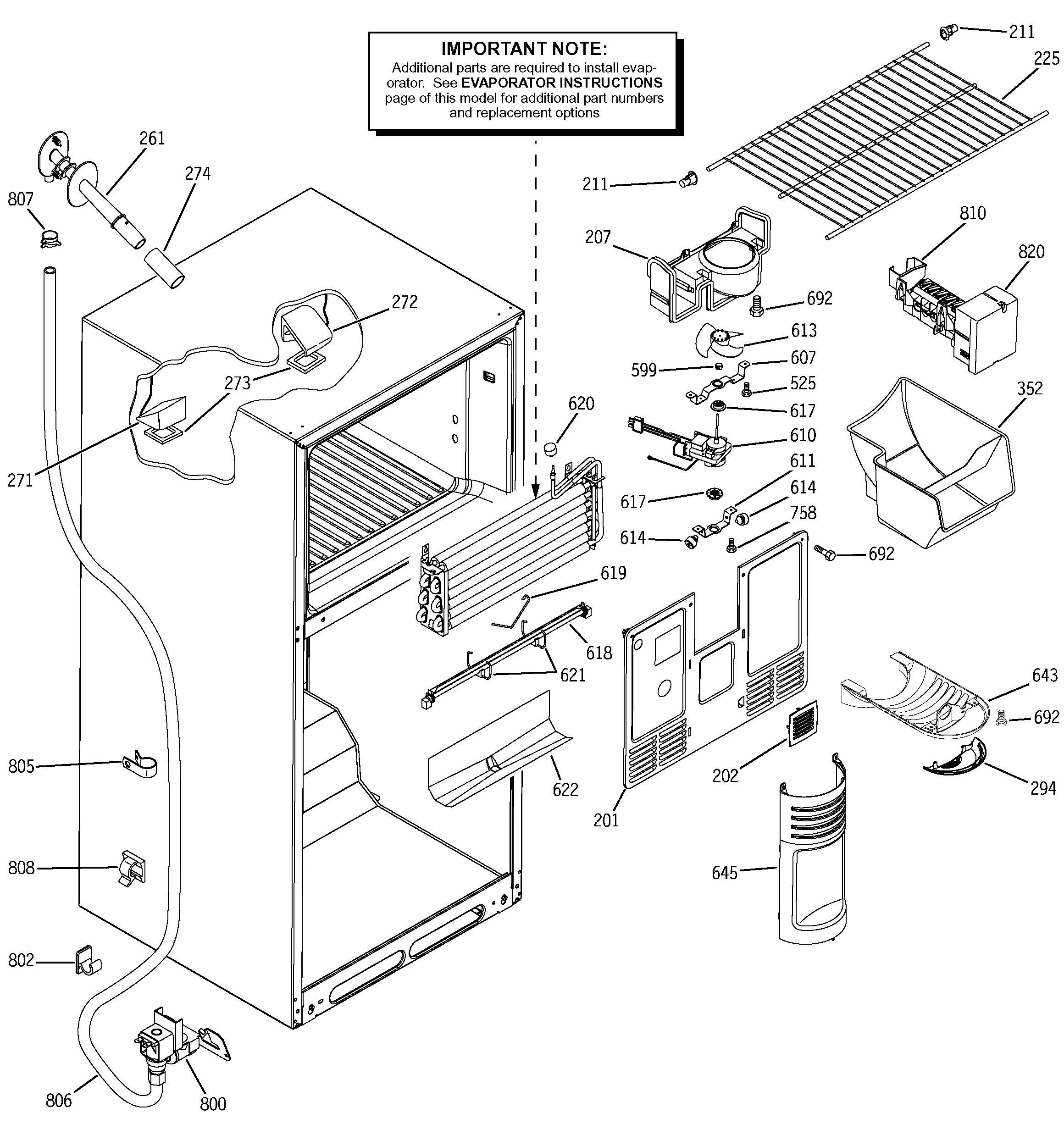 GE STS18ICMDRWW freezer section diagram