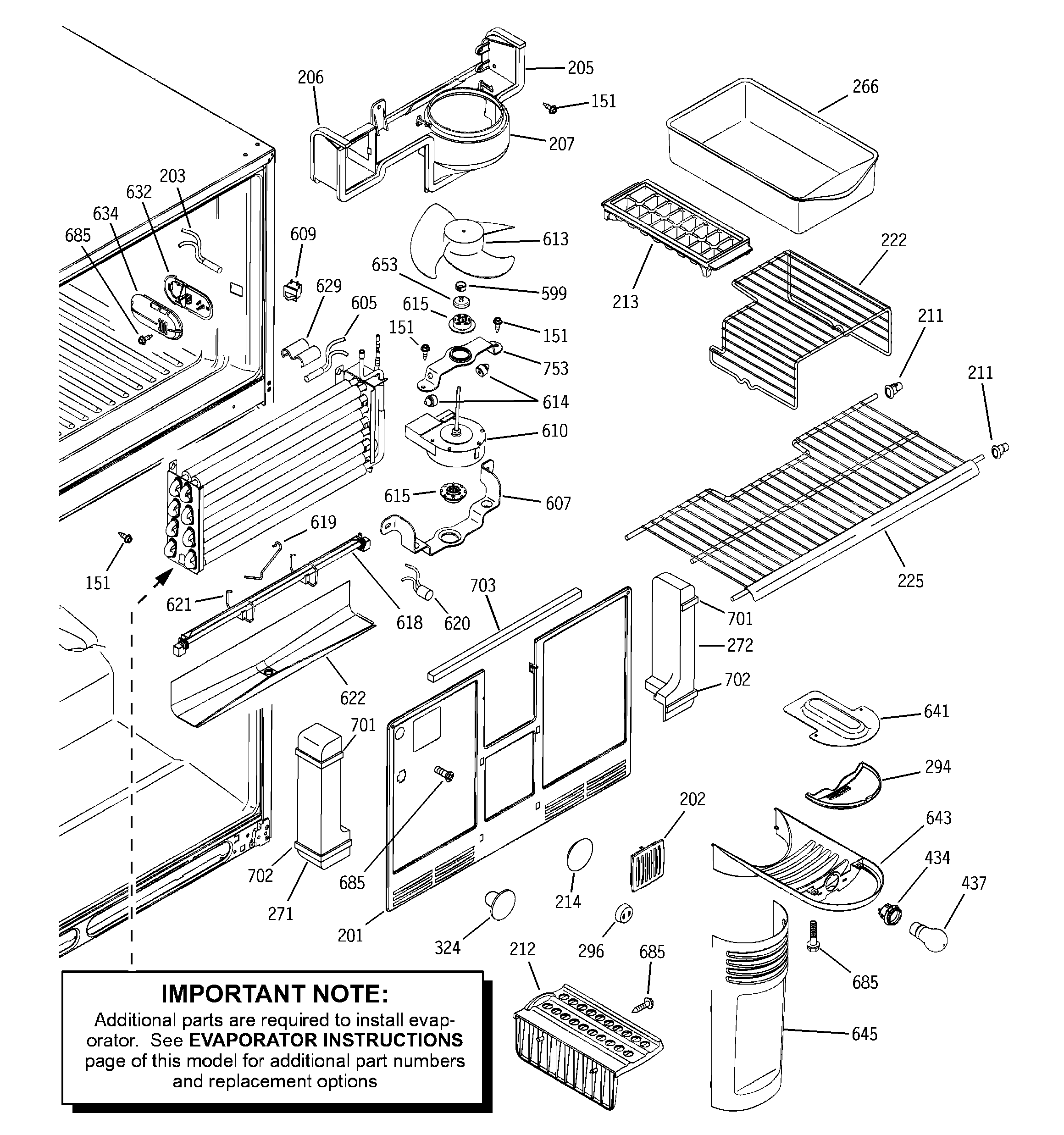 GE PTG22LBMARBB freezer section diagram