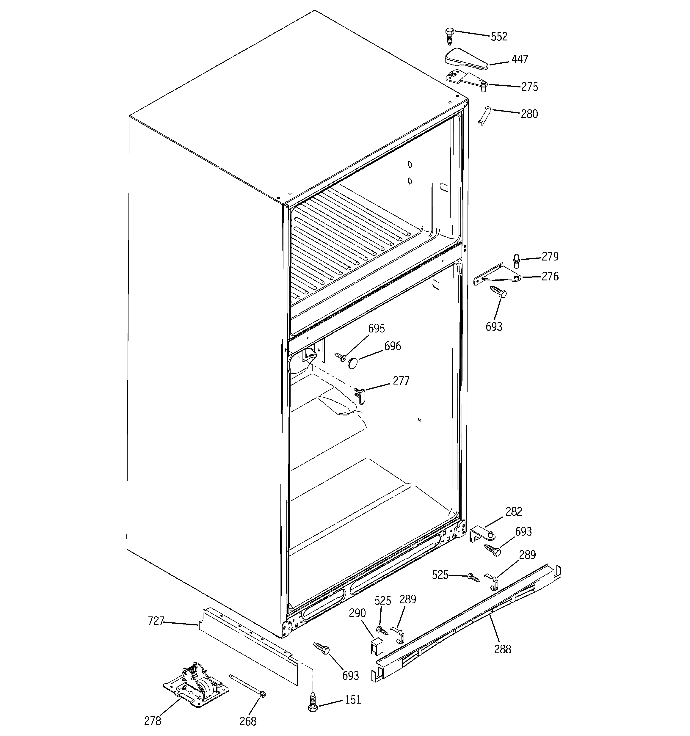 GE PTG22LBMARBB cabinet diagram