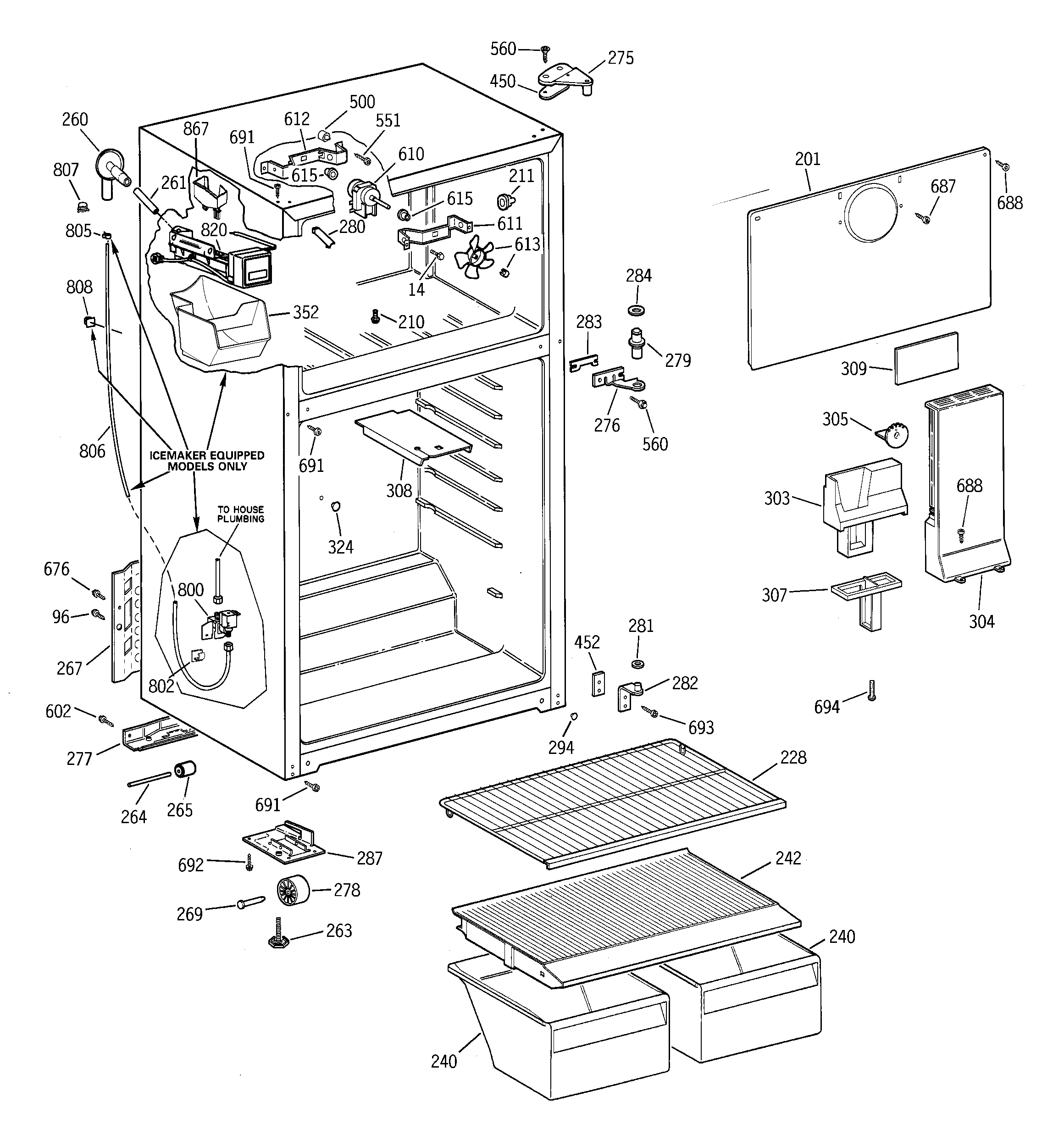 GE GTS17BCMFRCC cabinet diagram