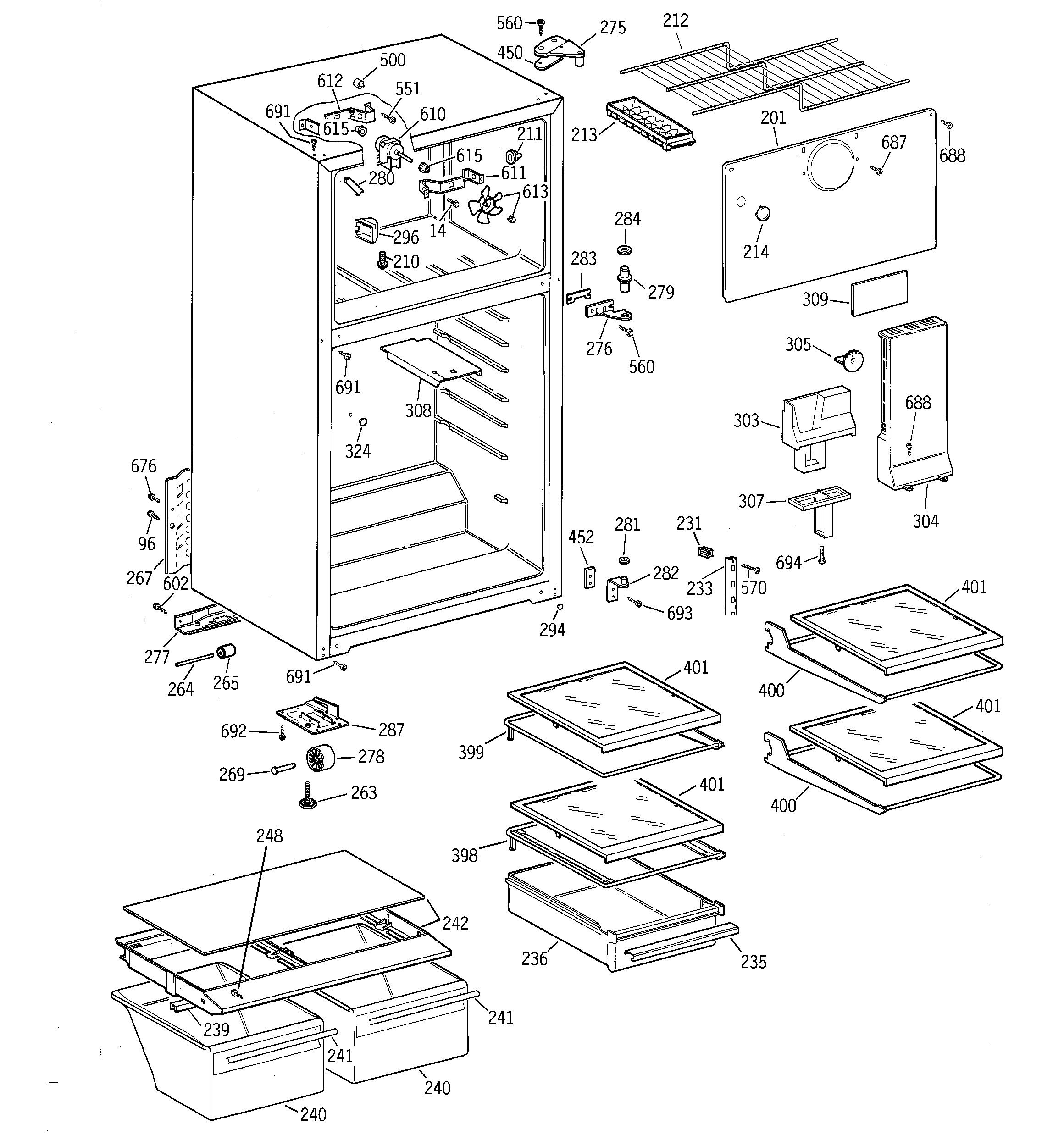 GE GTS16KBMFRCC cabinet diagram
