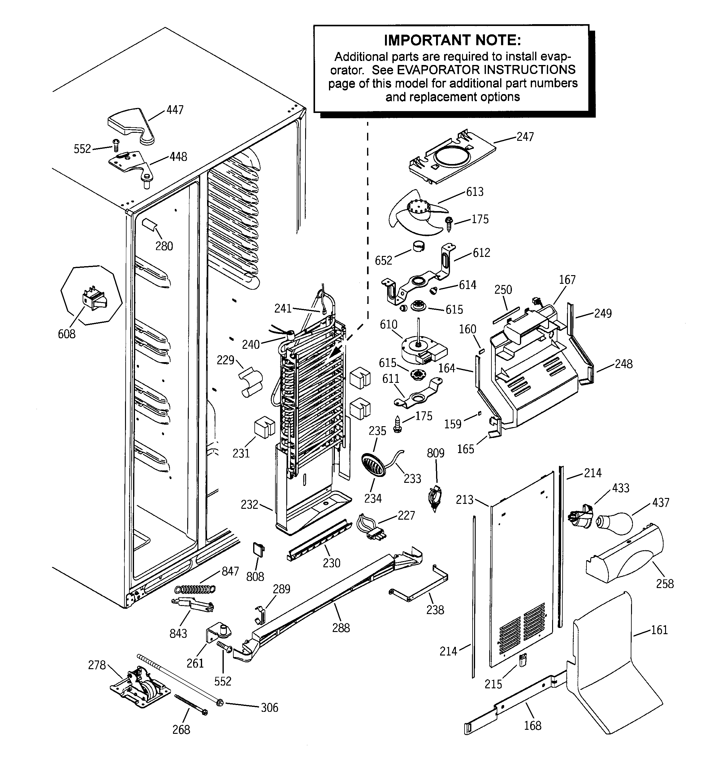 GE PSI23SGNAFBS freezer section diagram