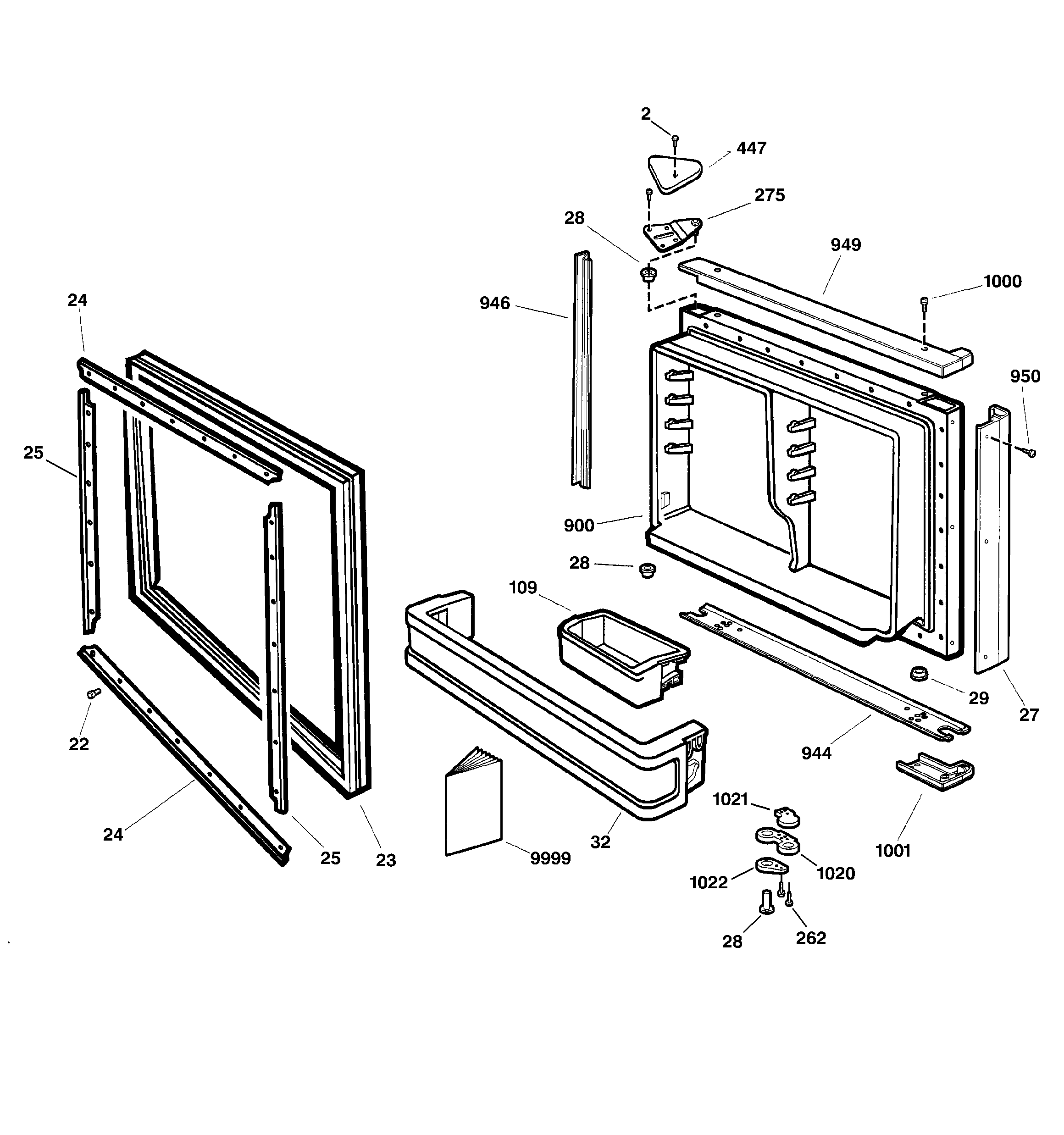 GE TNX22BACARWW freezer door diagram
