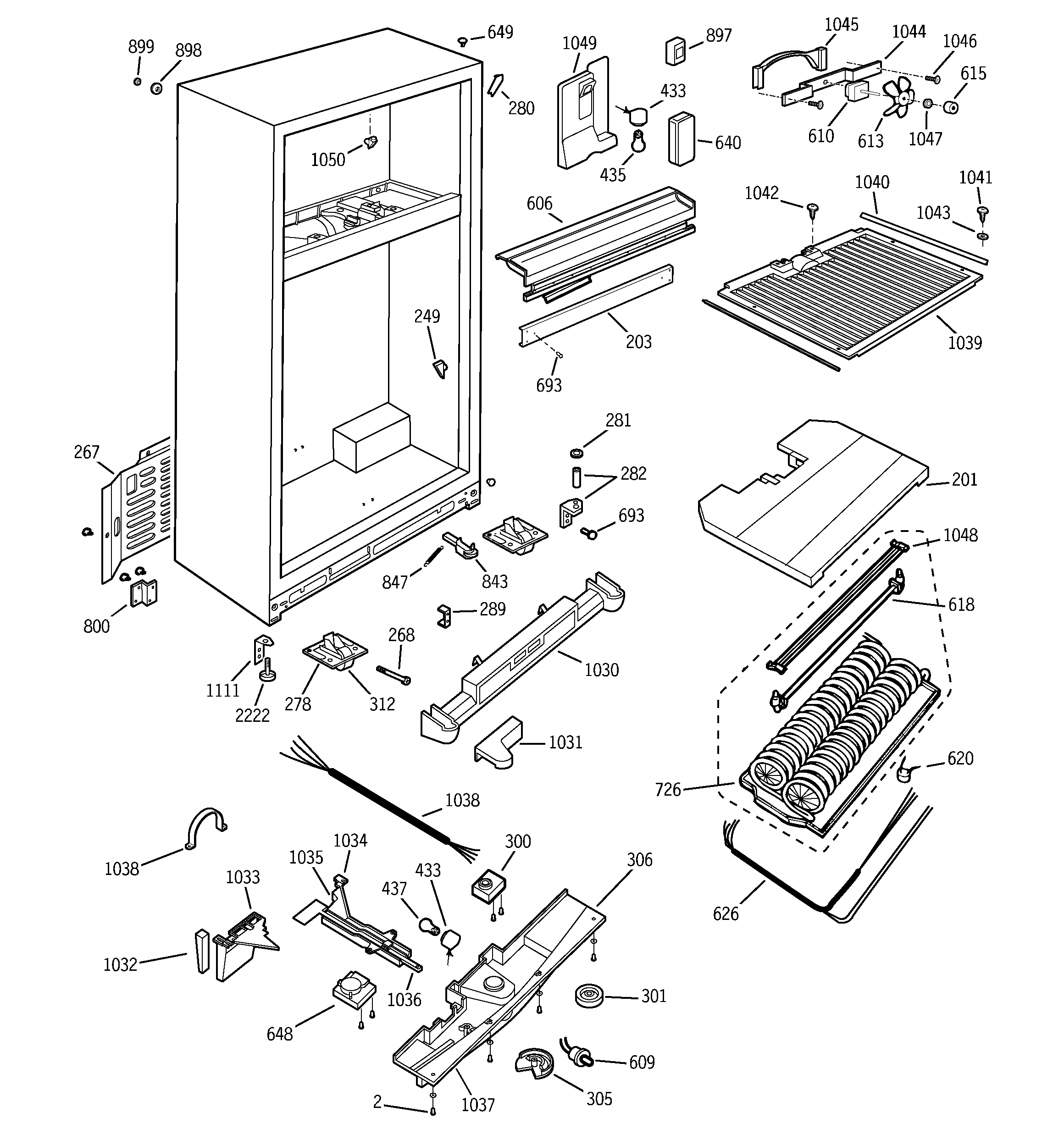 GE TNX22BACARWW cabinet diagram