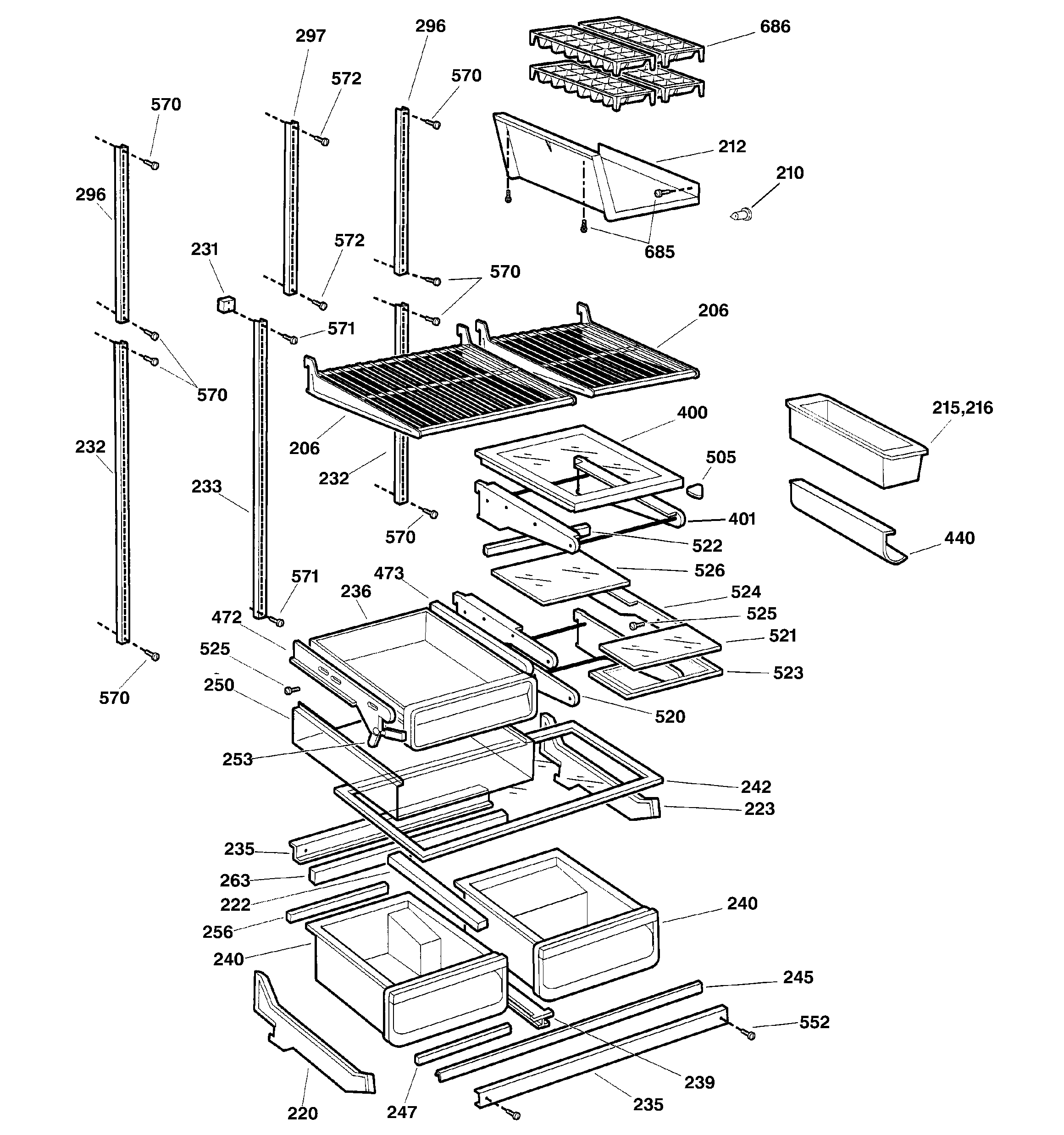 GE TNX22BRCBRBB shelves diagram