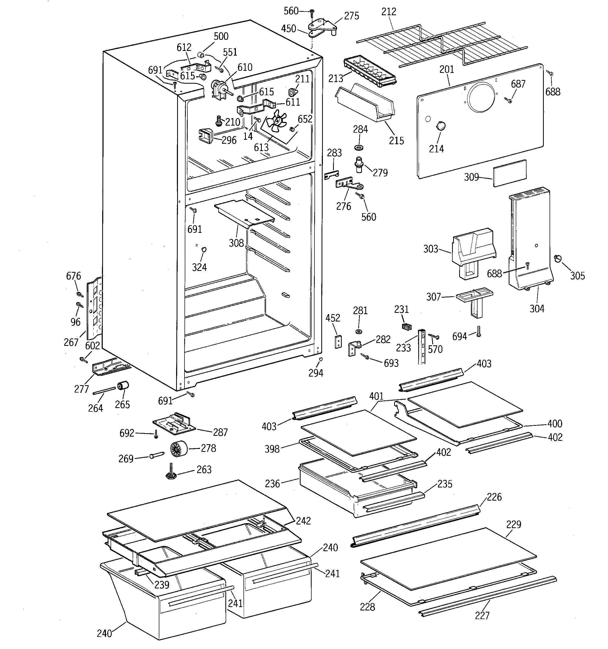 GE GTS18HBMBRWW cabinet diagram