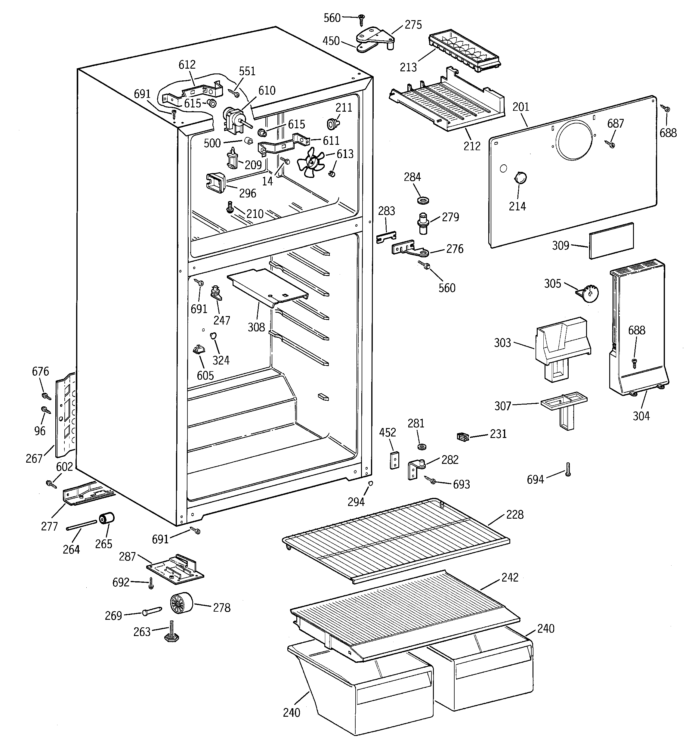 GE GTT15BBMBRWW cabinet diagram