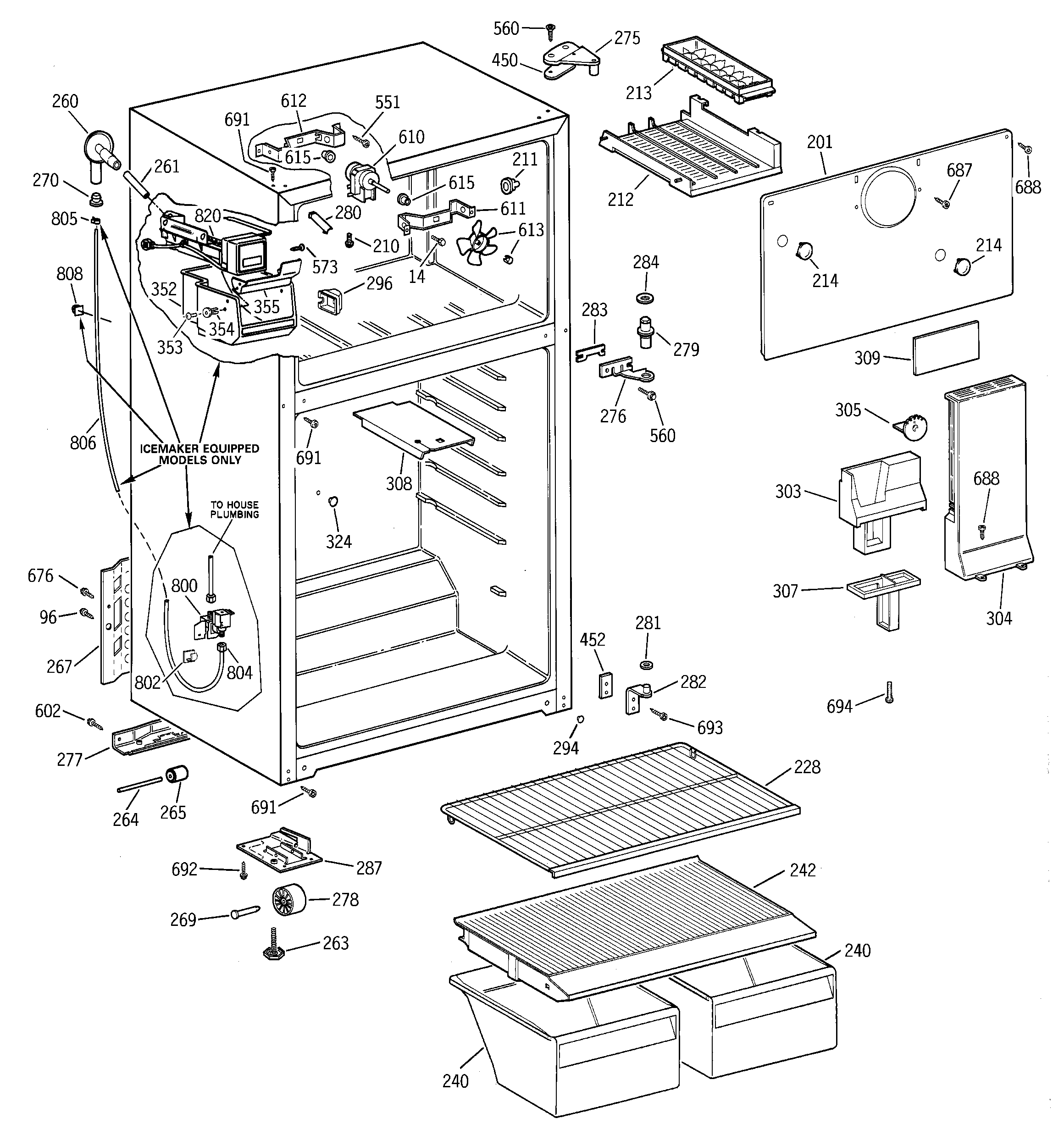 GE TBX14SIZCRWH cabinet diagram