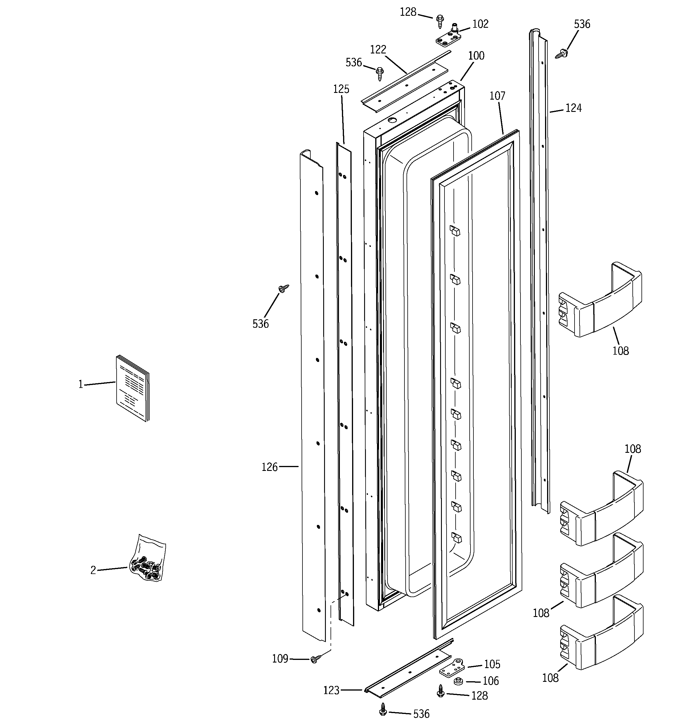 GE ZIS480NMA freezer door diagram