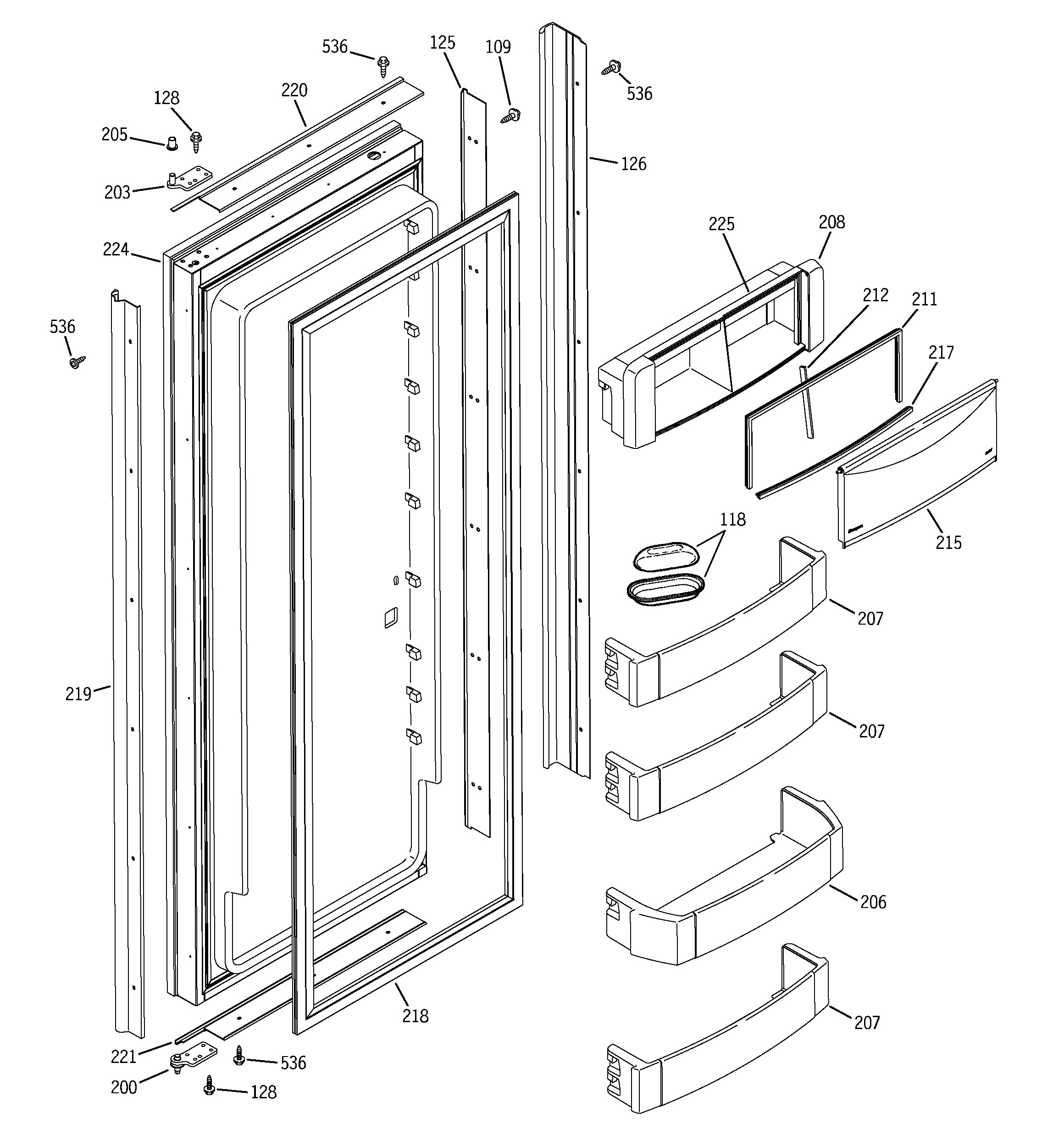 GE ZIS480NMA fresh food door diagram