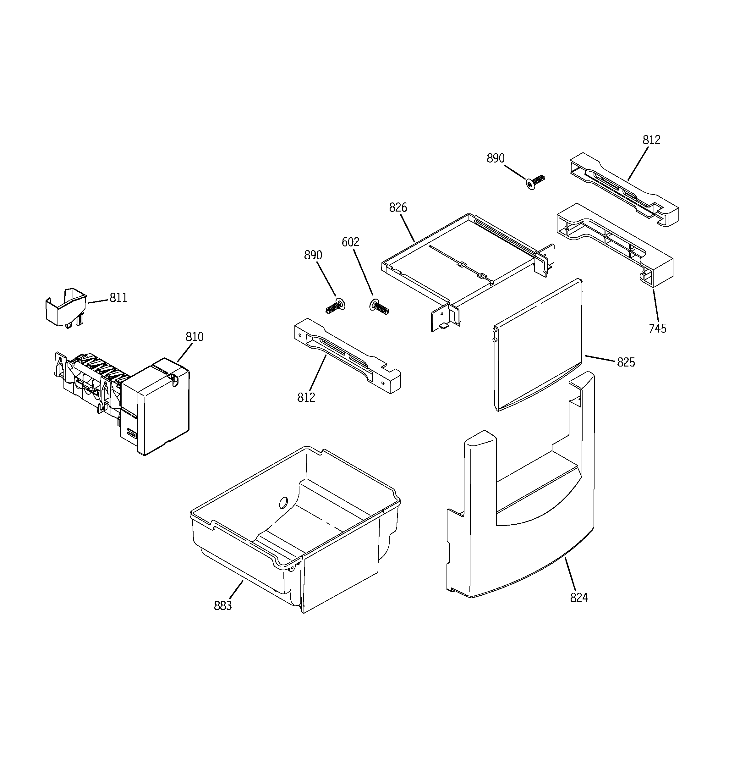 GE ZIS480NMA ice maker & dispenser diagram
