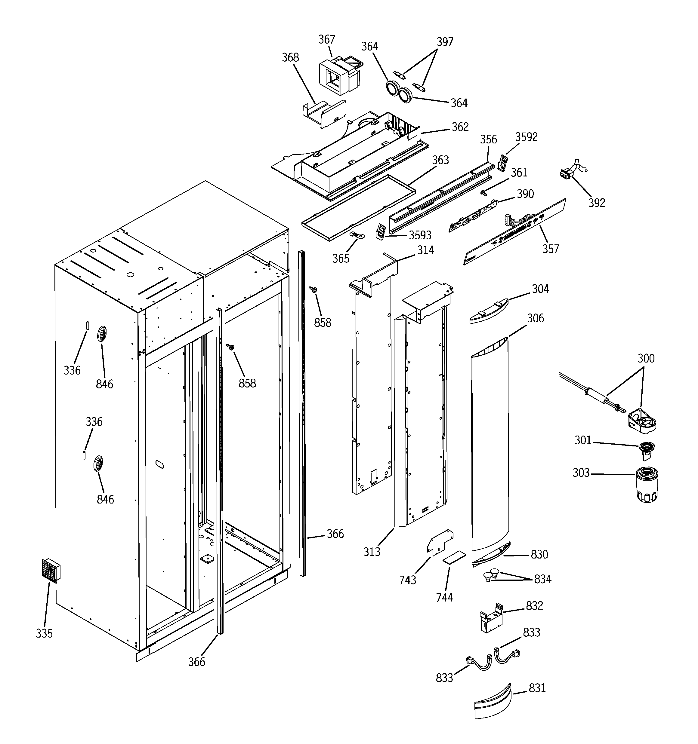 GE ZIS480NMA fresh food section diagram