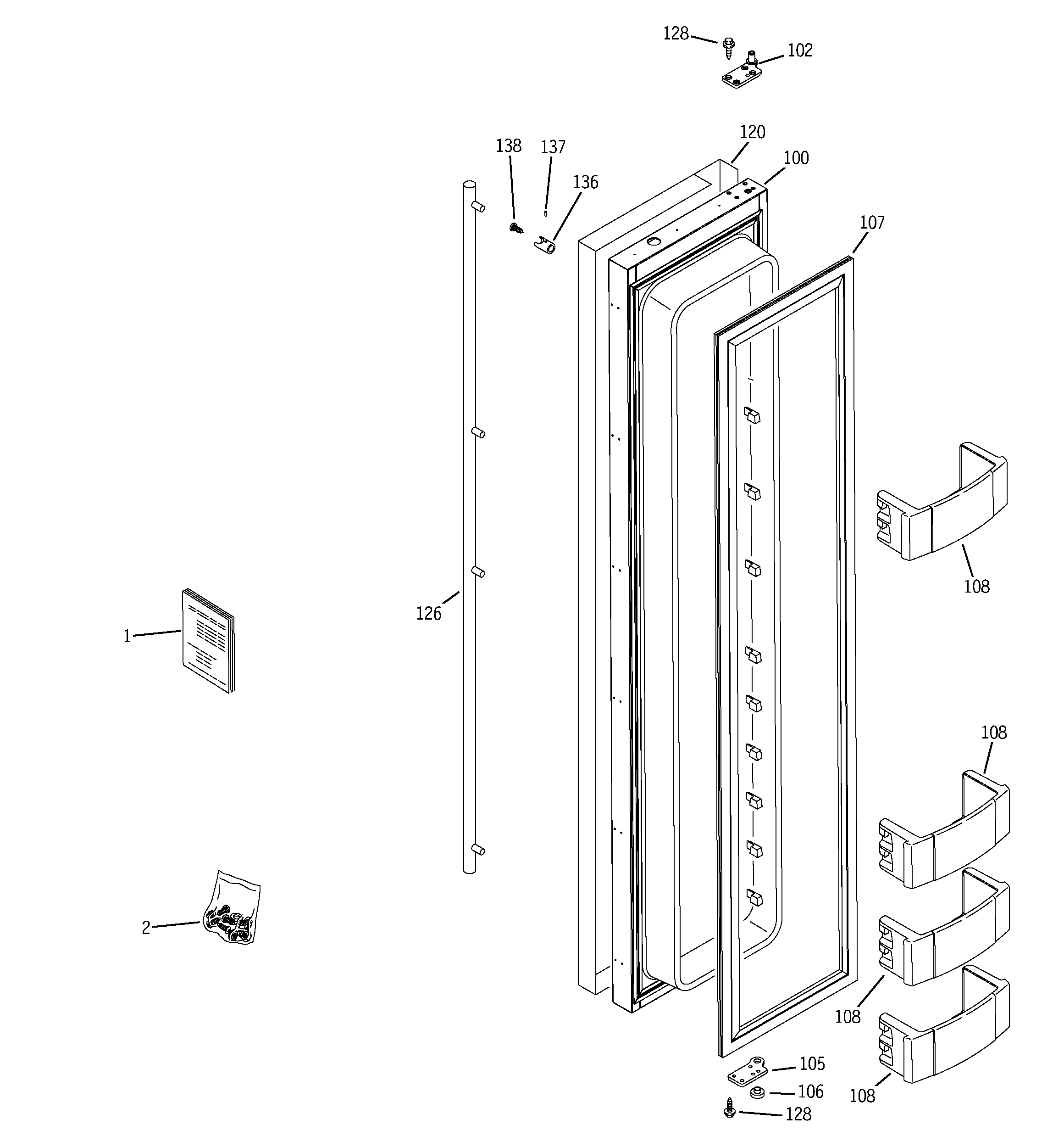 GE ZISS360NMA freezer door diagram