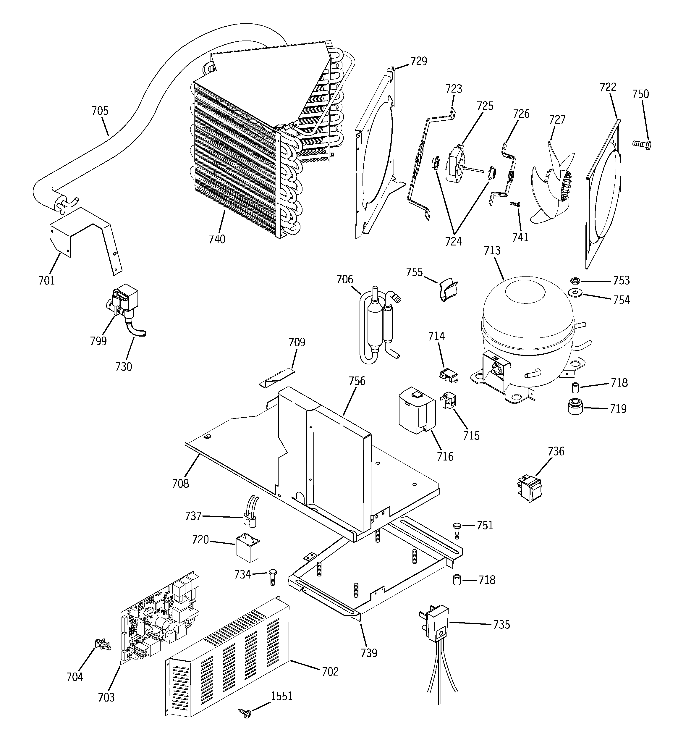 GE ZISS360NMA sealed system & mother board diagram