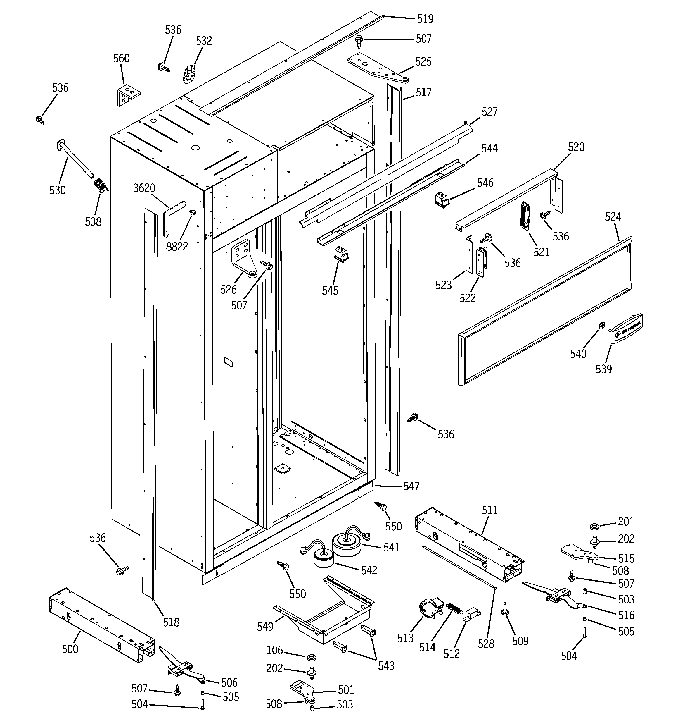 GE ZISS360NMA case parts diagram