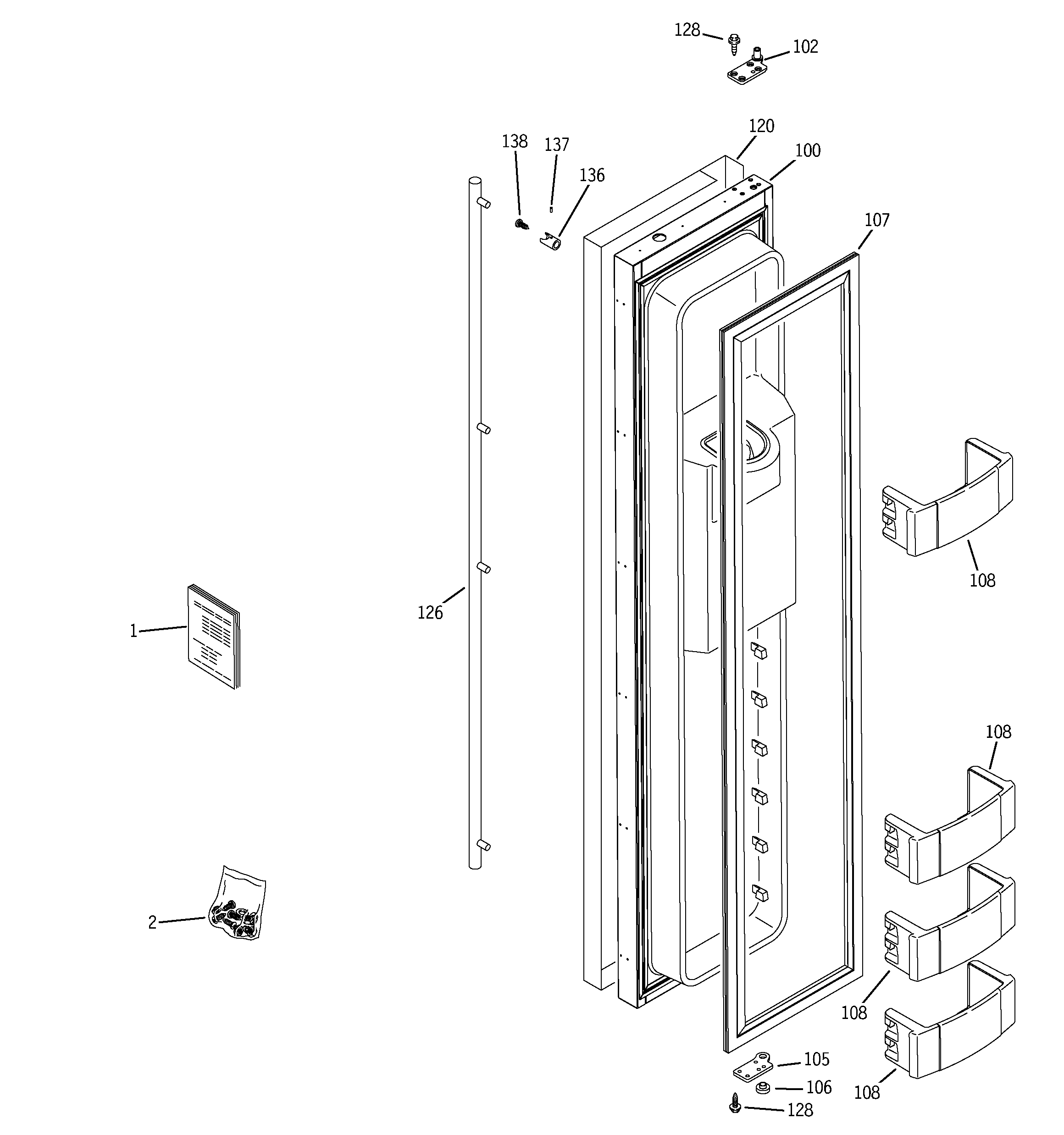GE ZISS420NMA freezer door diagram