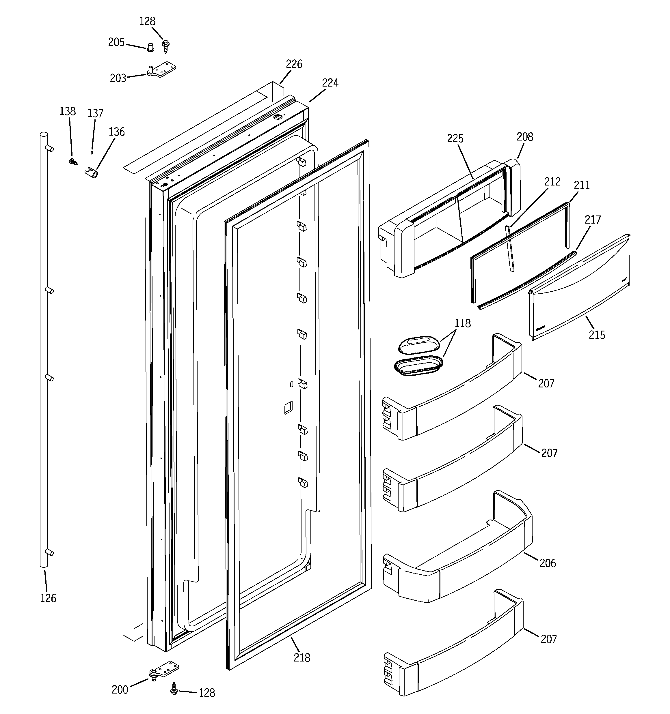 GE ZISS420NMA fresh food door diagram